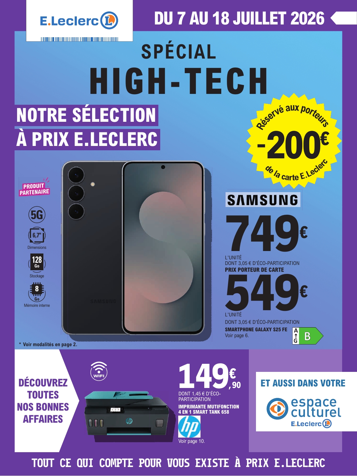 Flyer E.Leclerc - High-Tech pour la semaine prochaine du du mardi 07/07/2026 au du samedi 18/07/2026