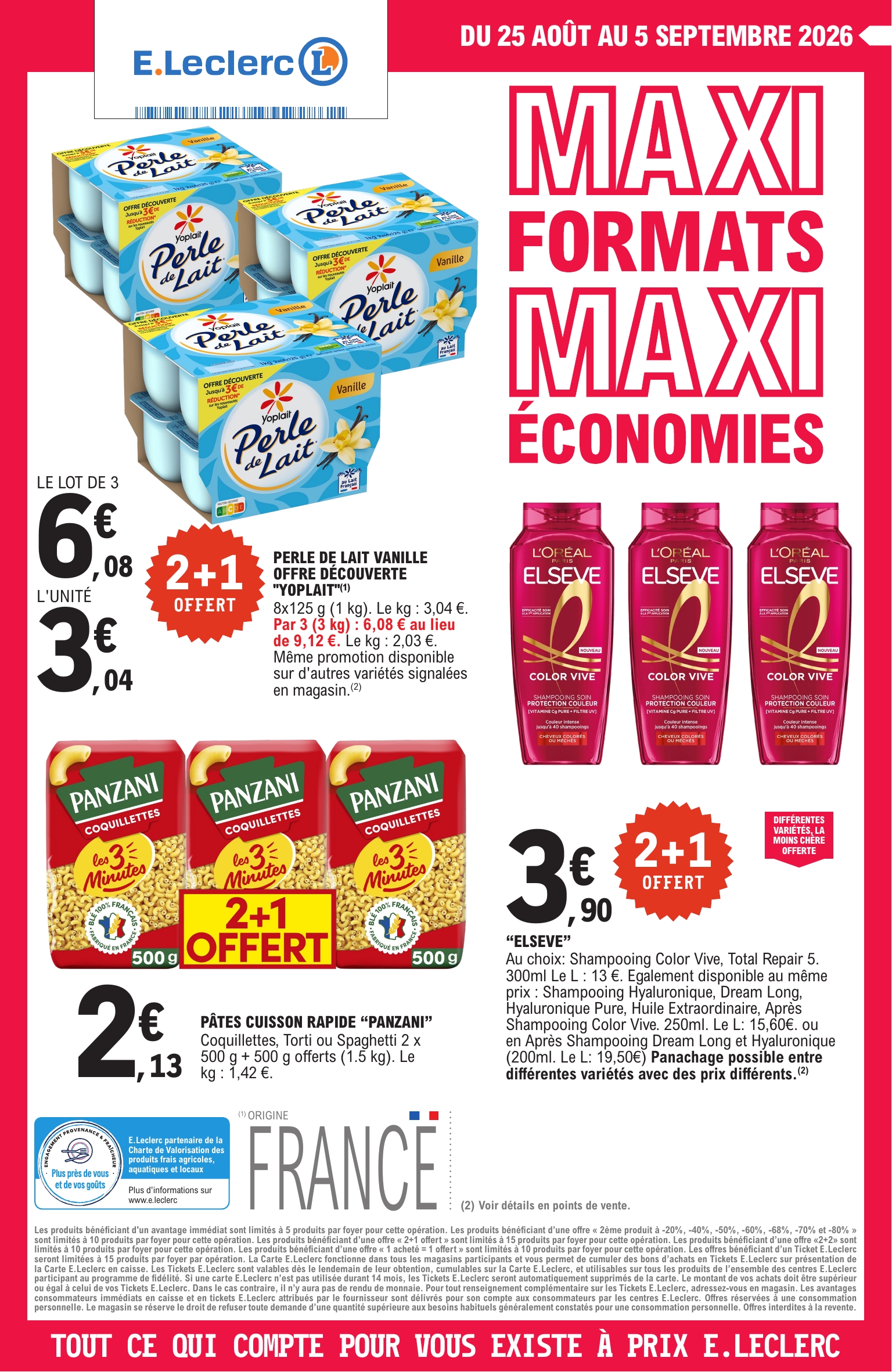 Flyer E.Leclerc - MaxiFormatsMaxiEconomies pour la semaine prochaine du du mardi 25/08/2026 au du samedi 05/09/2026