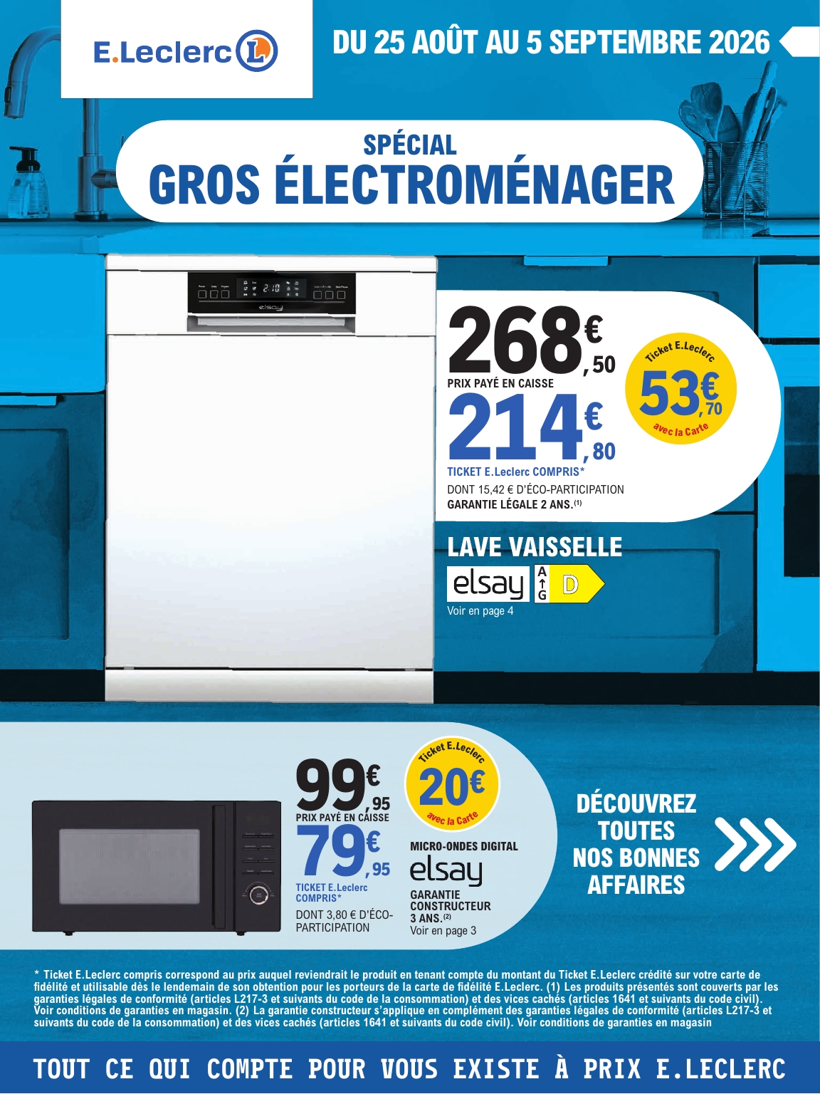 Flyer E.Leclerc - Gros électroménager pour la semaine prochaine du du mardi 25/08/2026 au du samedi 05/09/2026