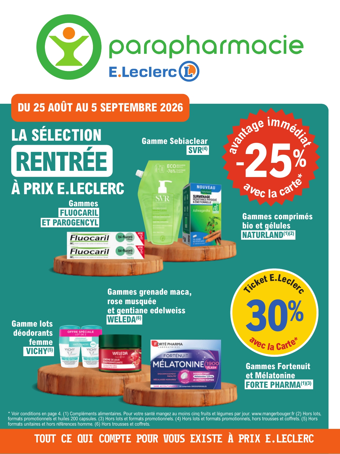 Flyer E.Leclerc - Parapharmacie de rentrée pour la semaine prochaine du du mardi 25/08/2026 au du samedi 05/09/2026