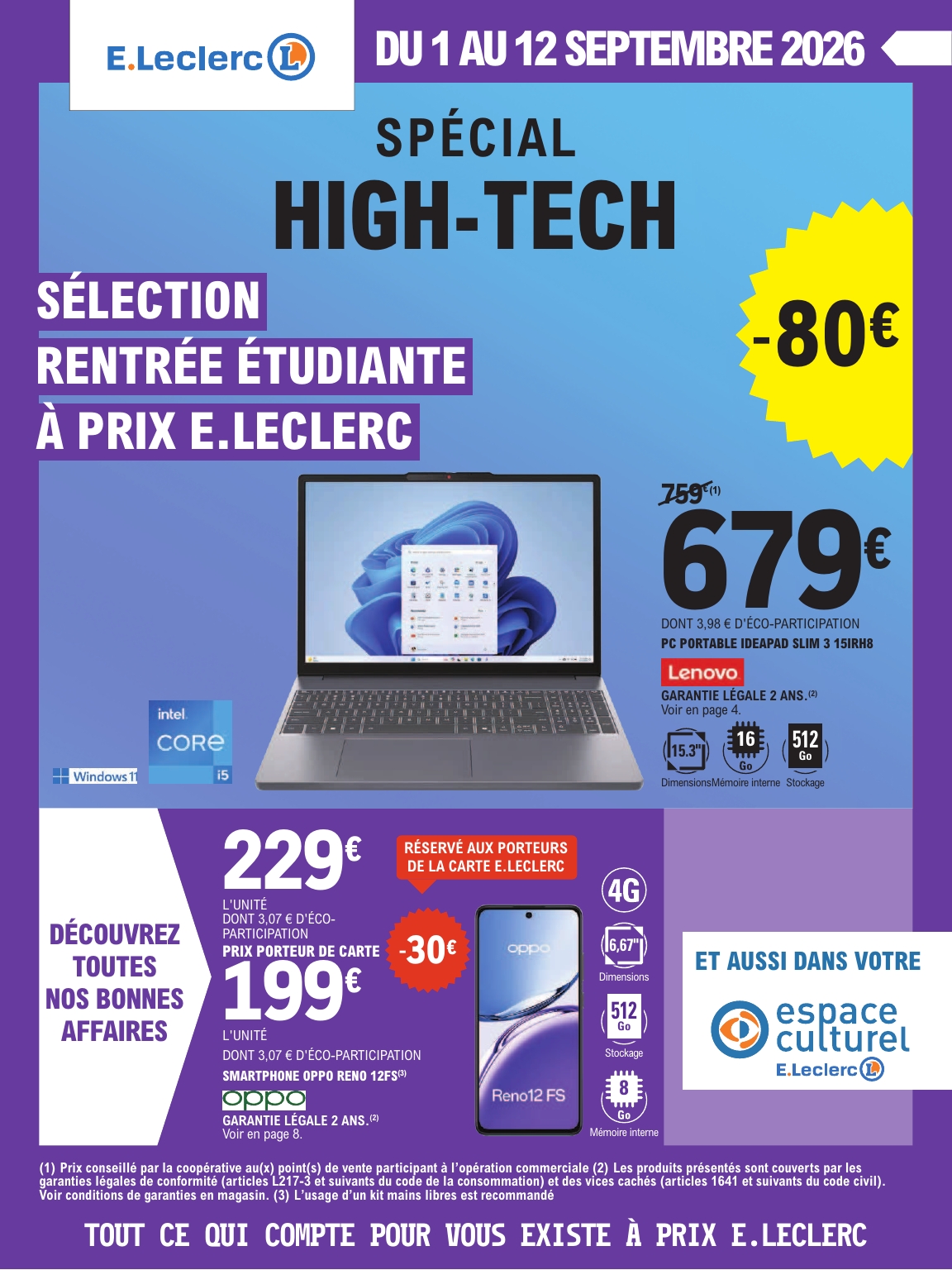 Flyer E.Leclerc - High-Tech pour la semaine prochaine du du mardi 01/09/2026 au du samedi 12/09/2026