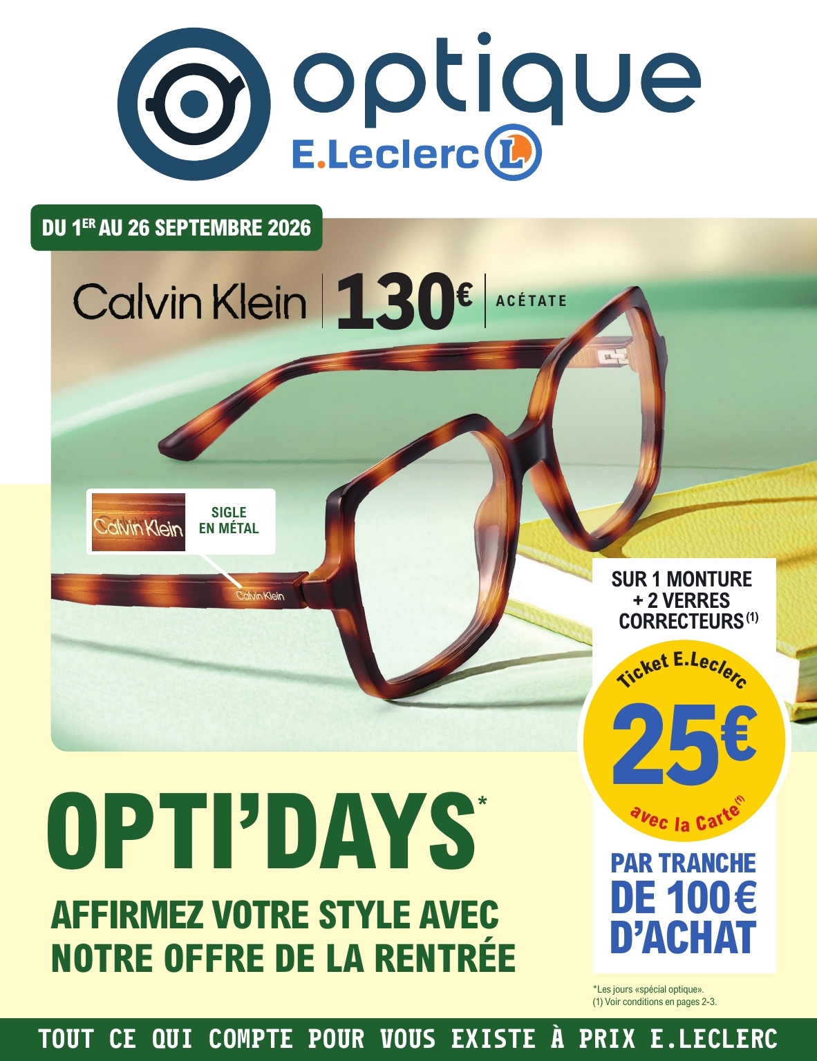 Flyer E.Leclerc - Opti'Days de la rentrée pour la semaine prochaine du du mardi 01/09/2026 au du samedi 26/09/2026