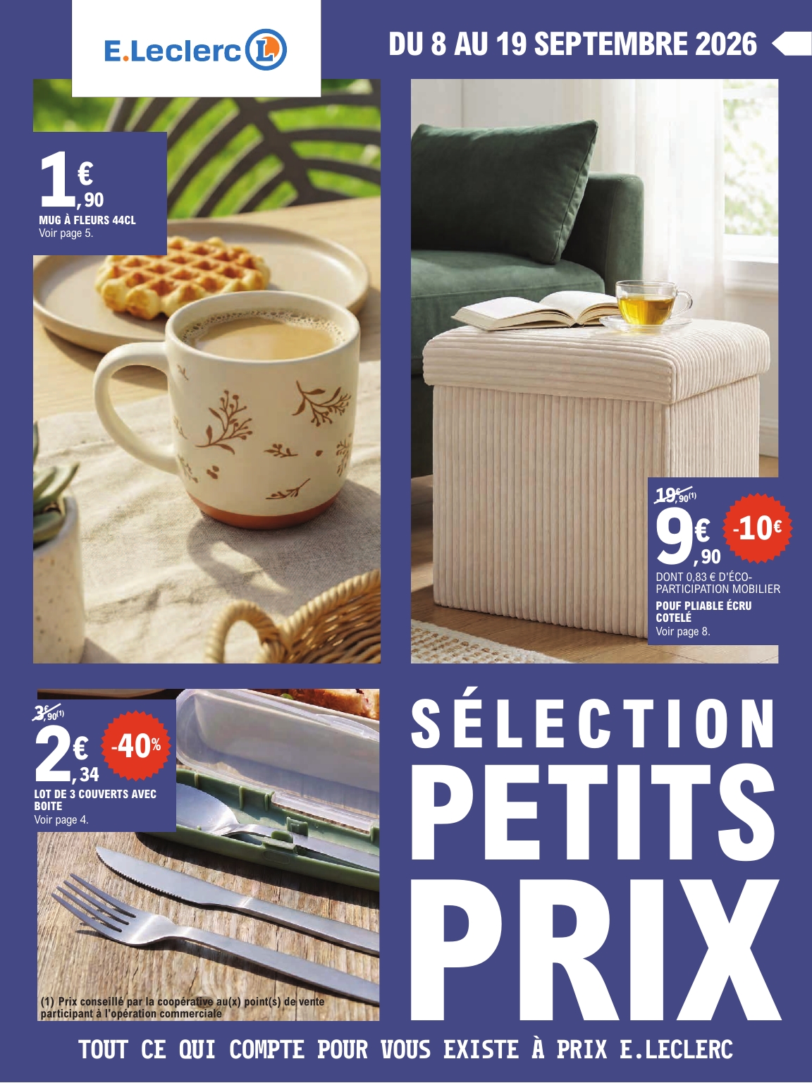 Flyer E.Leclerc - Petits prix pour la semaine prochaine du du mardi 08/09/2026 au du samedi 19/09/2026