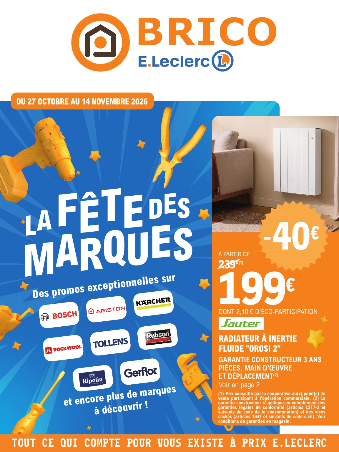 Flyer E.Leclerc - Brico, fête des marques pour la semaine prochaine du du mardi 27/10/2026 au du samedi 14/11/2026