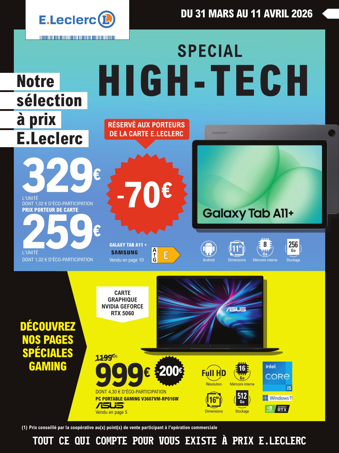 Catalogue E.Leclerc - High-Tech valable du 31/03/2026 au 11/04/2026