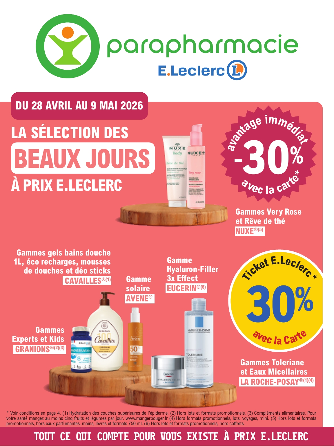 Flyer E.Leclerc - Parapharmacie pour la semaine prochaine du du mardi 28/04/2026 au du samedi 09/05/2026