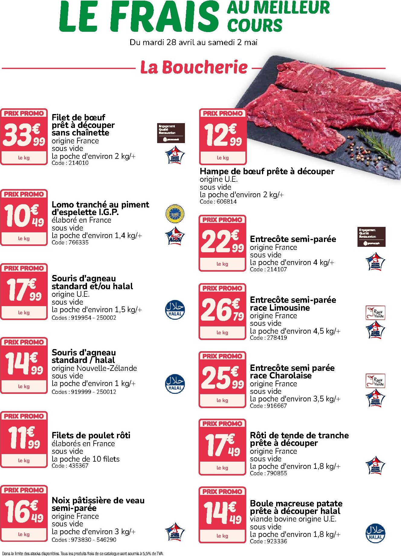 Current Promocash - Le Frais leaflet valid from du mardi 28/04/2026 to du samedi 02/05/2026