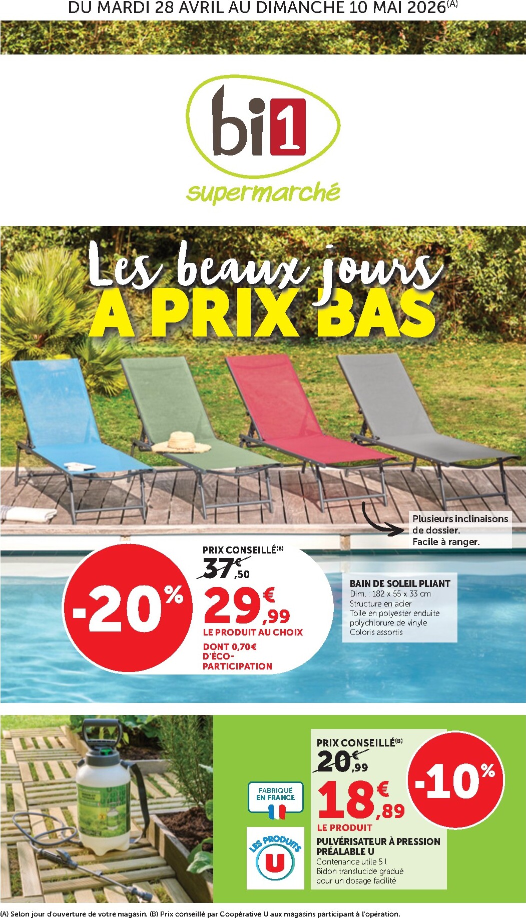 Current Bi1 Supermarché - Dompierre-sur-Besbre, Aiserey leaflet valid from du mardi 28/04/2026 to du dimanche 10/05/2026