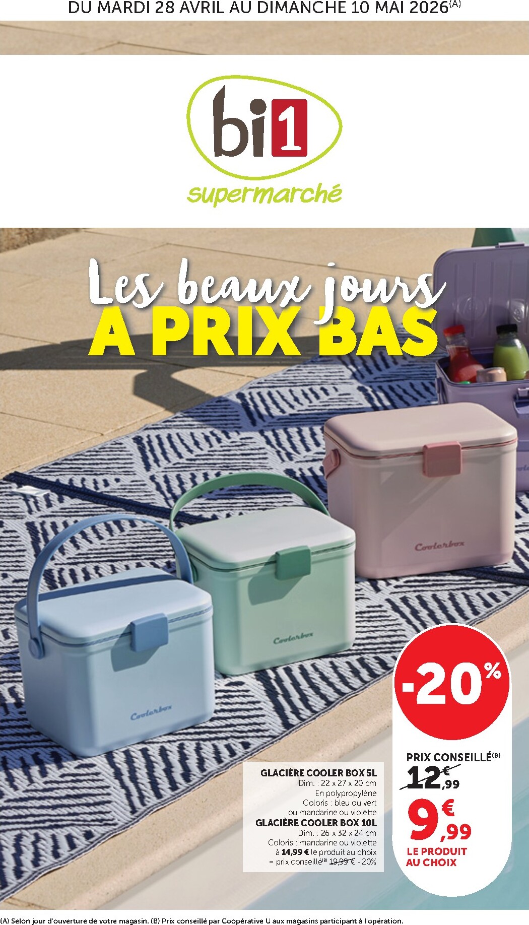 Current Bi1 Supermarché - Chaource, Voujeaucourt, Lavans-les-Saint-Claude, Salins-les-Bains, La Pacaudière, Lormes, Saint-Pierre-le-Moûtier, La Clayette, Louhans, Verdun-sur-le-Doubs, Ancy-le-Franc, Bléneau leaflet valid from du mardi 28/04/2026 to d