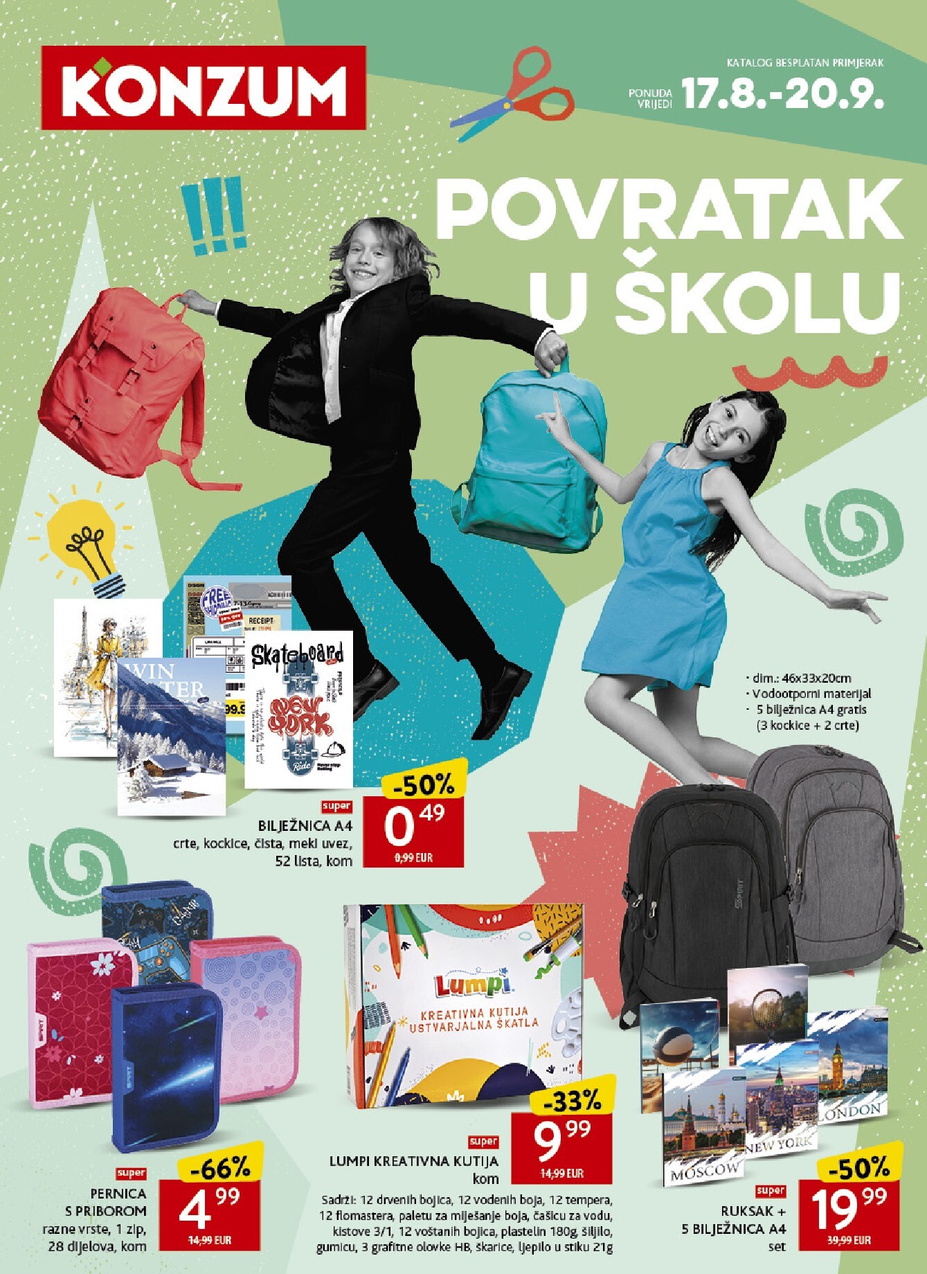 Aktualni katalog Konzum - Katalog škola od ponedjeljka, 17.08.2026 do nedjelje, 20.09.2026