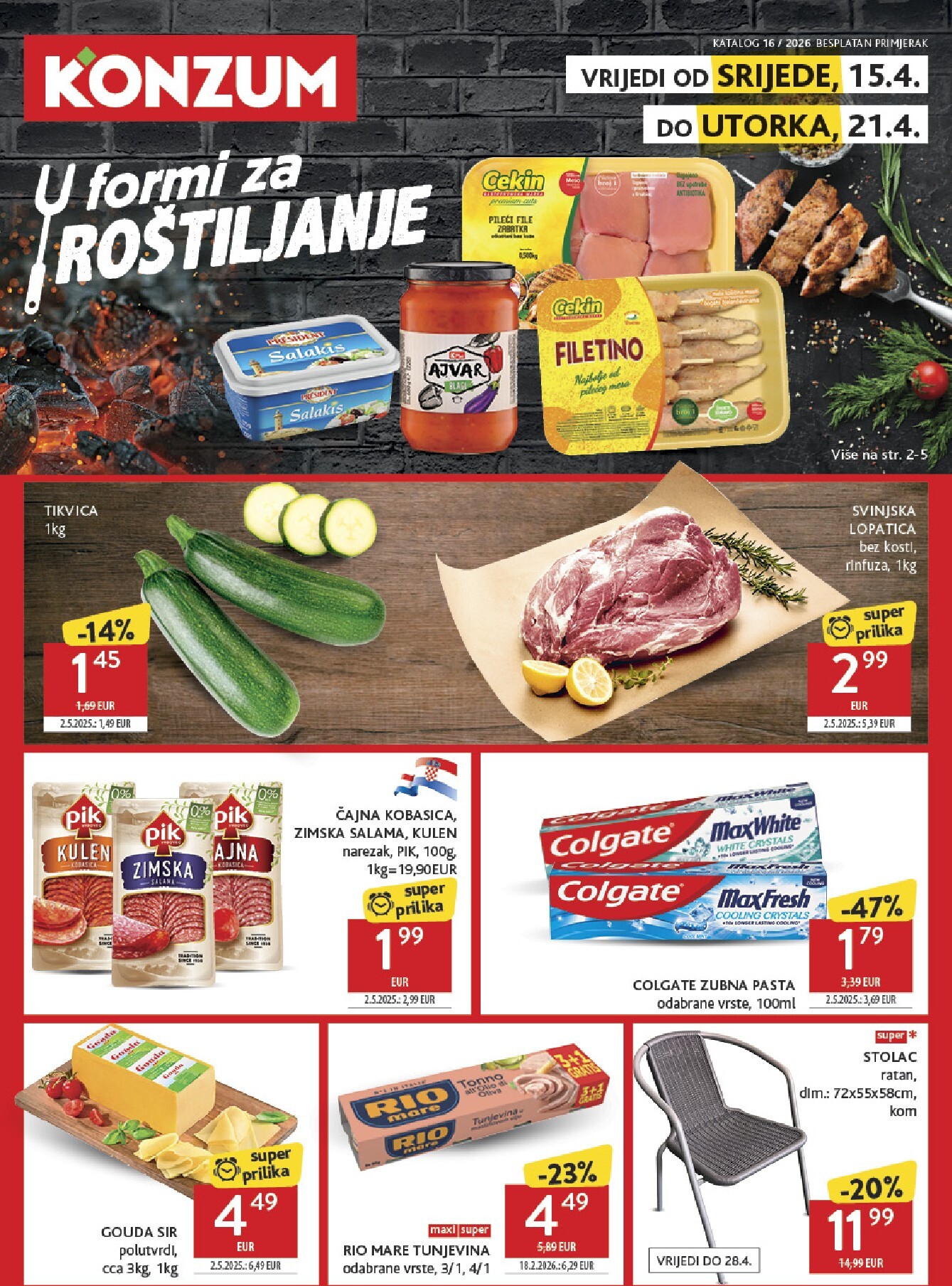 Aktualni Konzum katalog vrijedi od srijede 15.04.2026 do utorka 21.04.2026