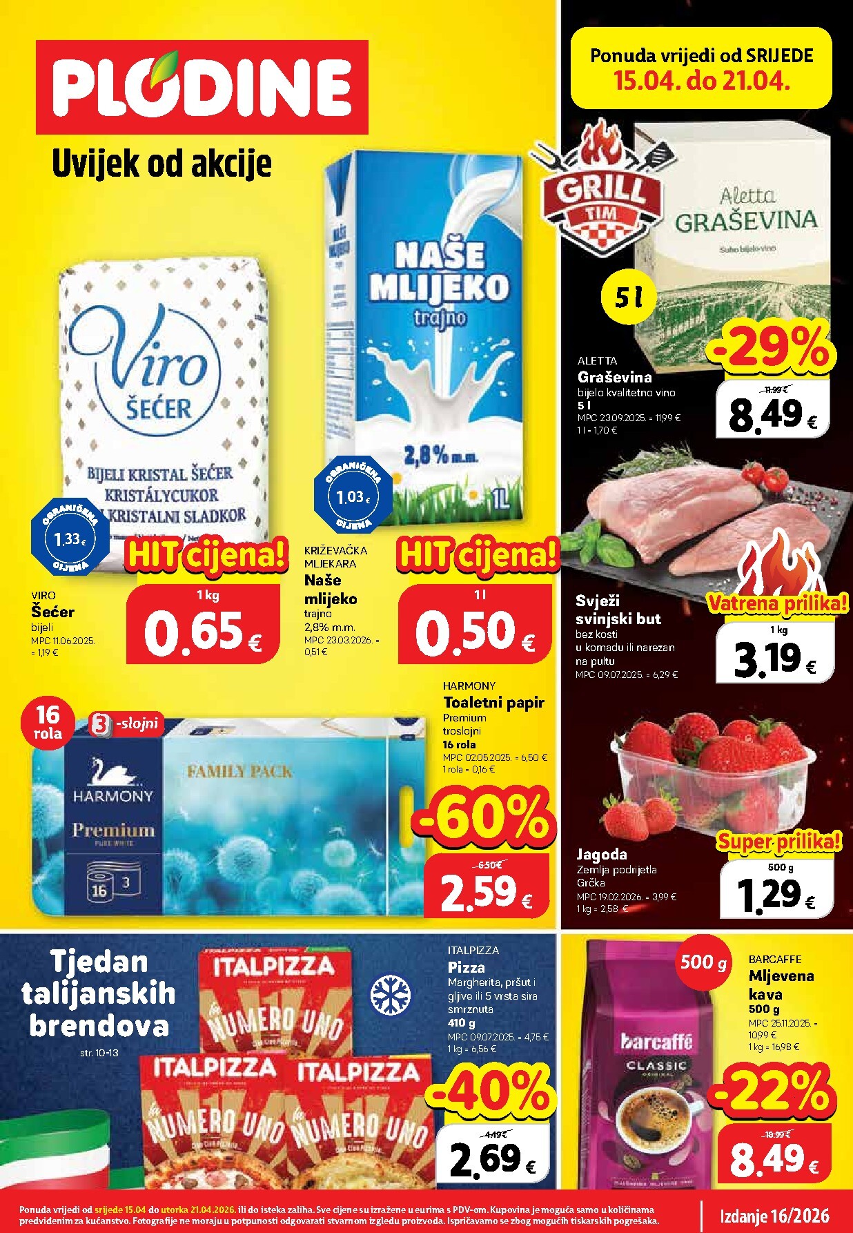 Plodine letak za sljedeći tjedan od srijede 15.04.2026 do utorka 21.04.2026