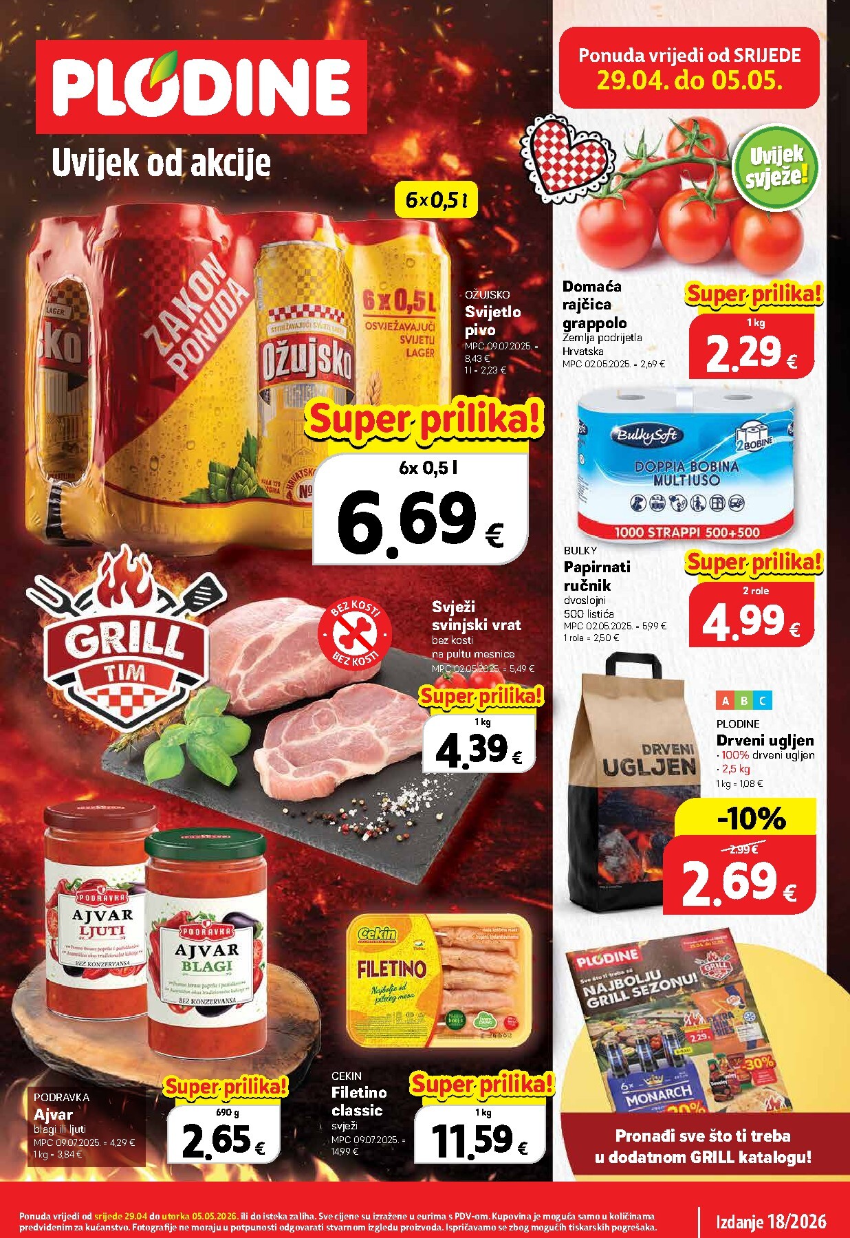 Plodine letak za sljedeći tjedan od srijede 29.04.2026 do utorka 05.05.2026
