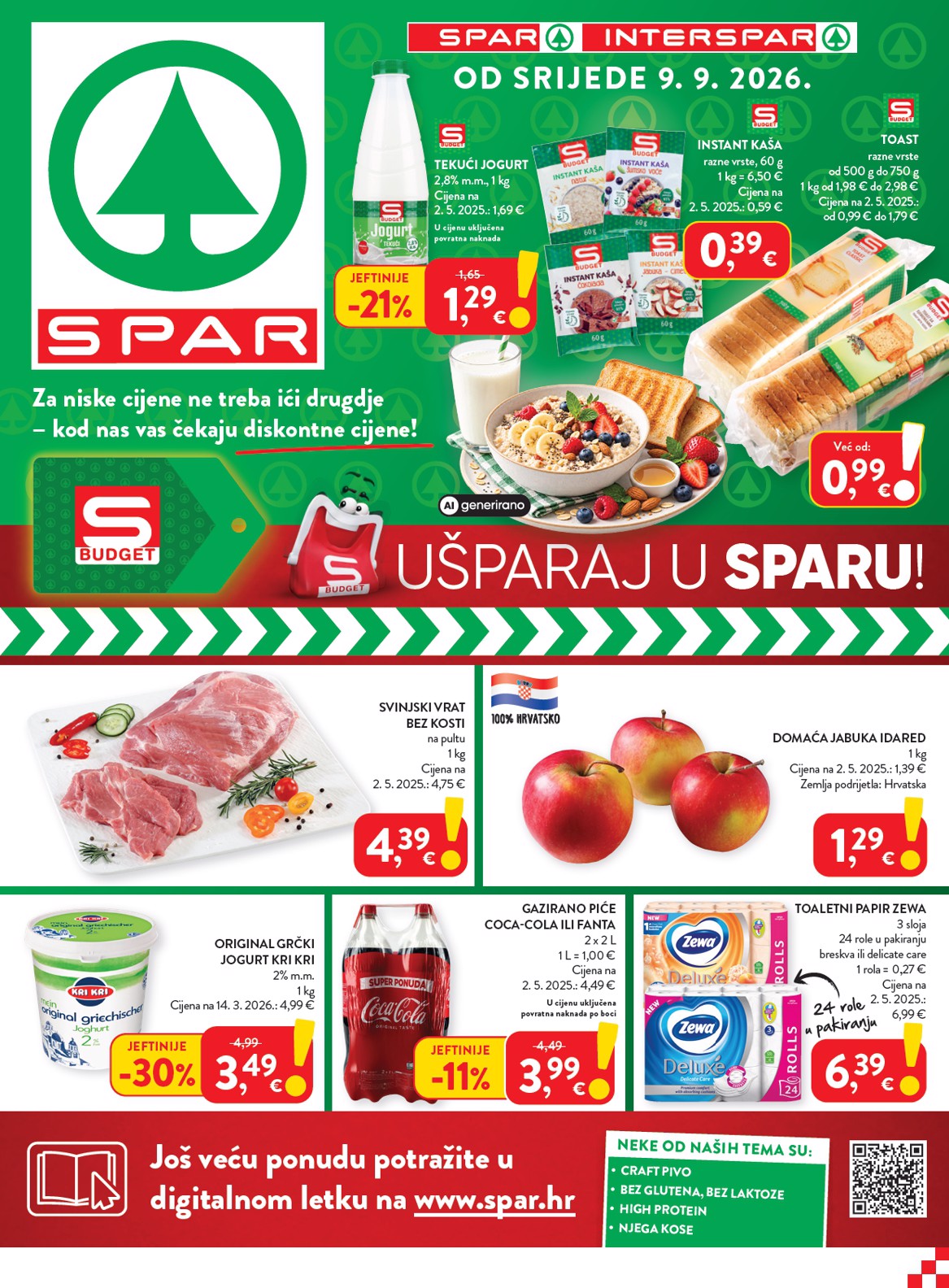 Novi SPAR katalog od srijede, 09.09.2026 do utorka, 15.09.2026