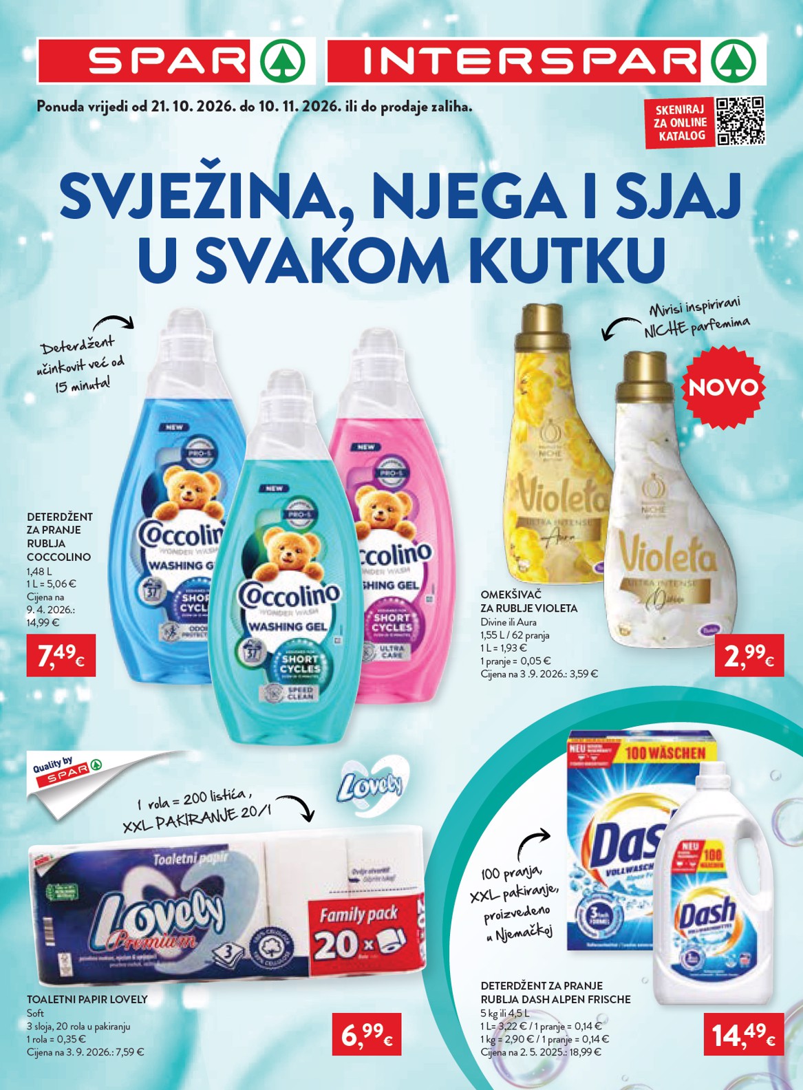 Aktualni katalog SPAR - Svježina, njega i sjaj u svakom kutku od srijede, 21.10.2026 do utorka, 10.11.2026
