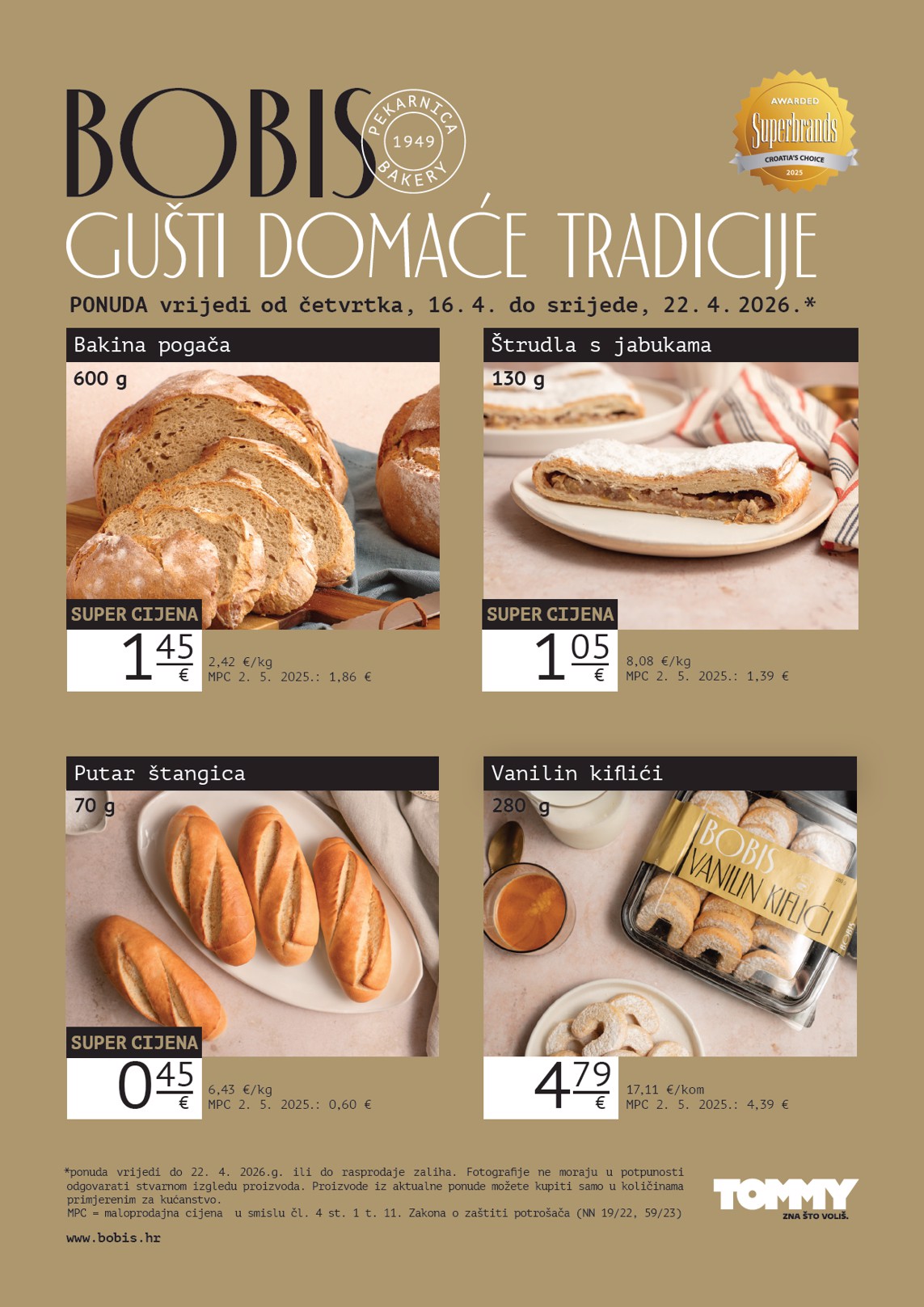 Budući Tommy - Bobis Super ponuda letak vrijedi od četvrtka 16.04.2026 do srijede 22.04.2026