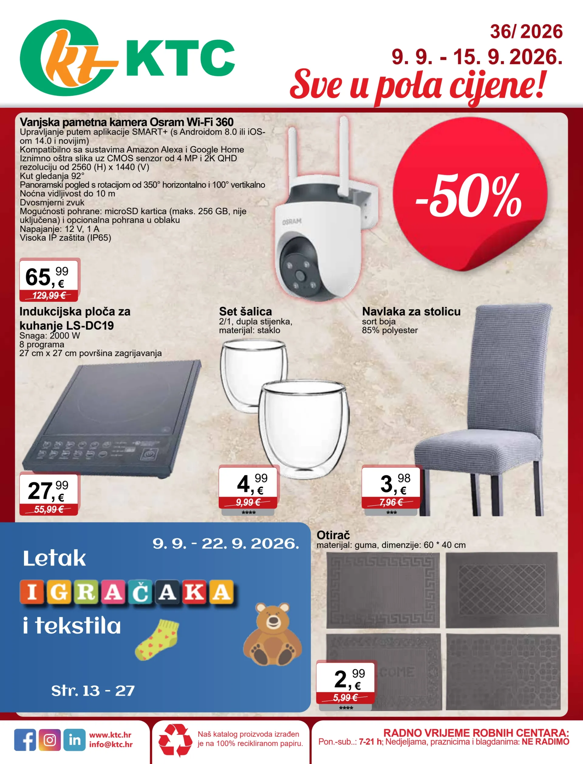 Novi KTC - SVE U POLA CIJENE katalog od srijede, 09.09.2026 do utorka, 15.09.2026