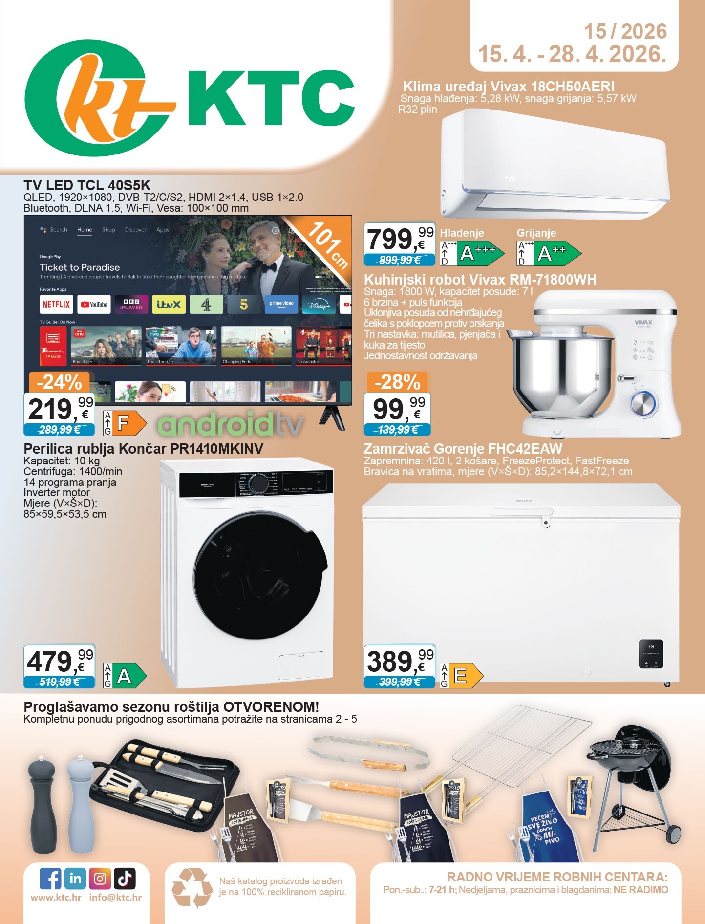 Budući KTC - Tehnika I Posuđe letak vrijedi od srijede 15.04.2026 do utorka 28.04.2026