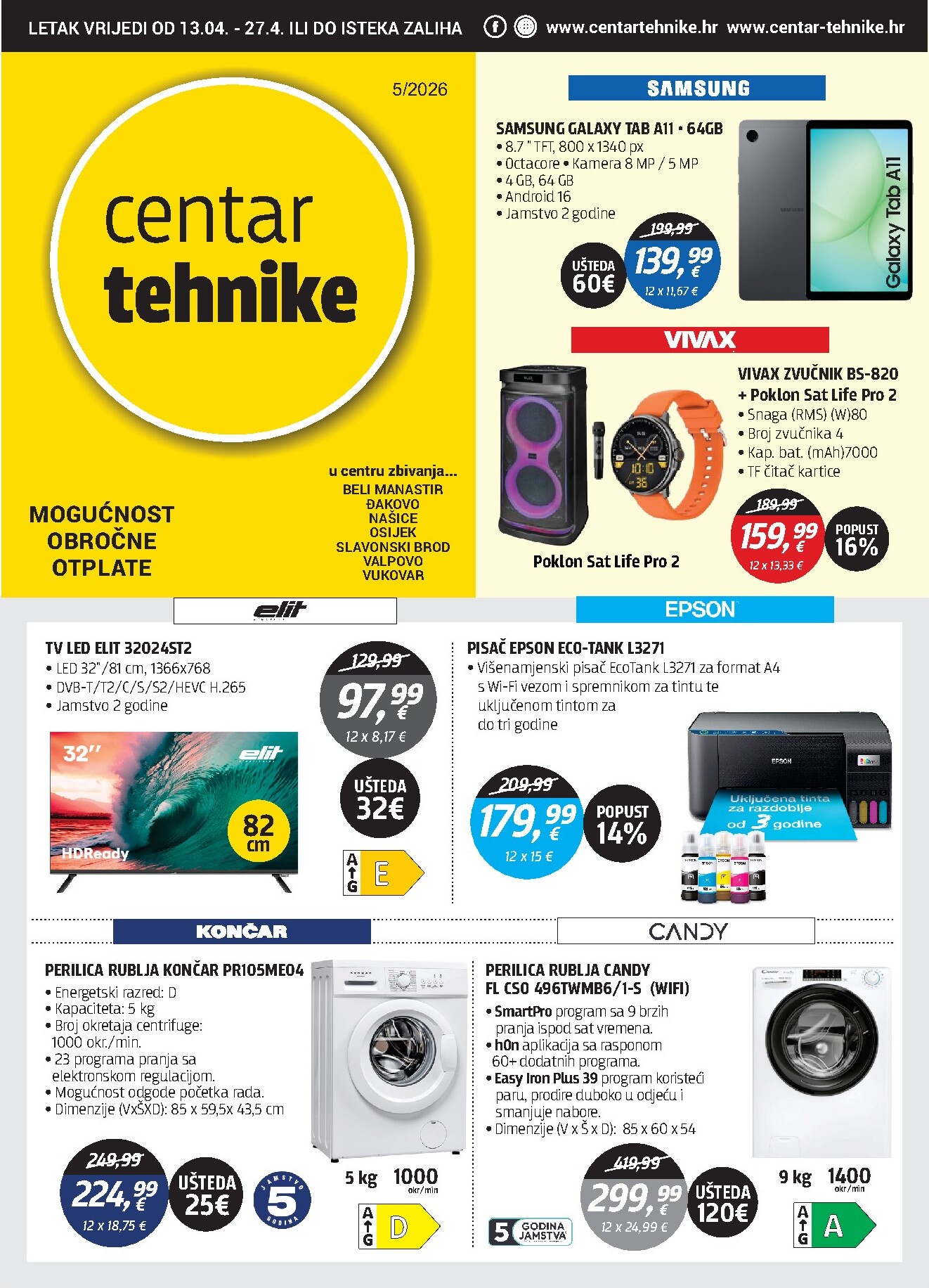 Aktualni Centar tehnike katalog vrijedi od ponedjeljka 13.04.2026 do ponedjeljka 27.04.2026