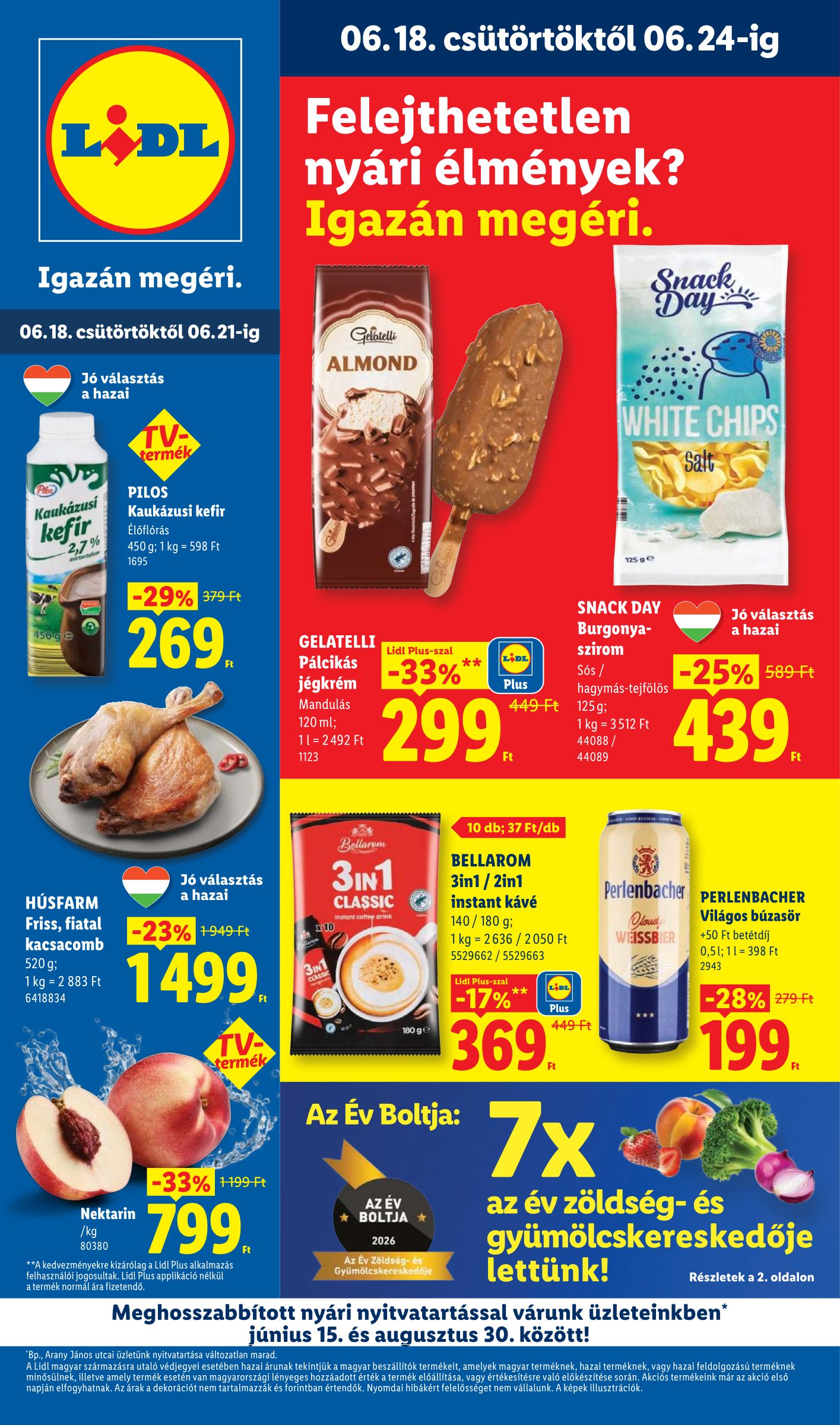 Lidl hirdetmény a következő hétre csütörtöktől 2026.06.18.-tól szerdától 2026.06.24.-ig