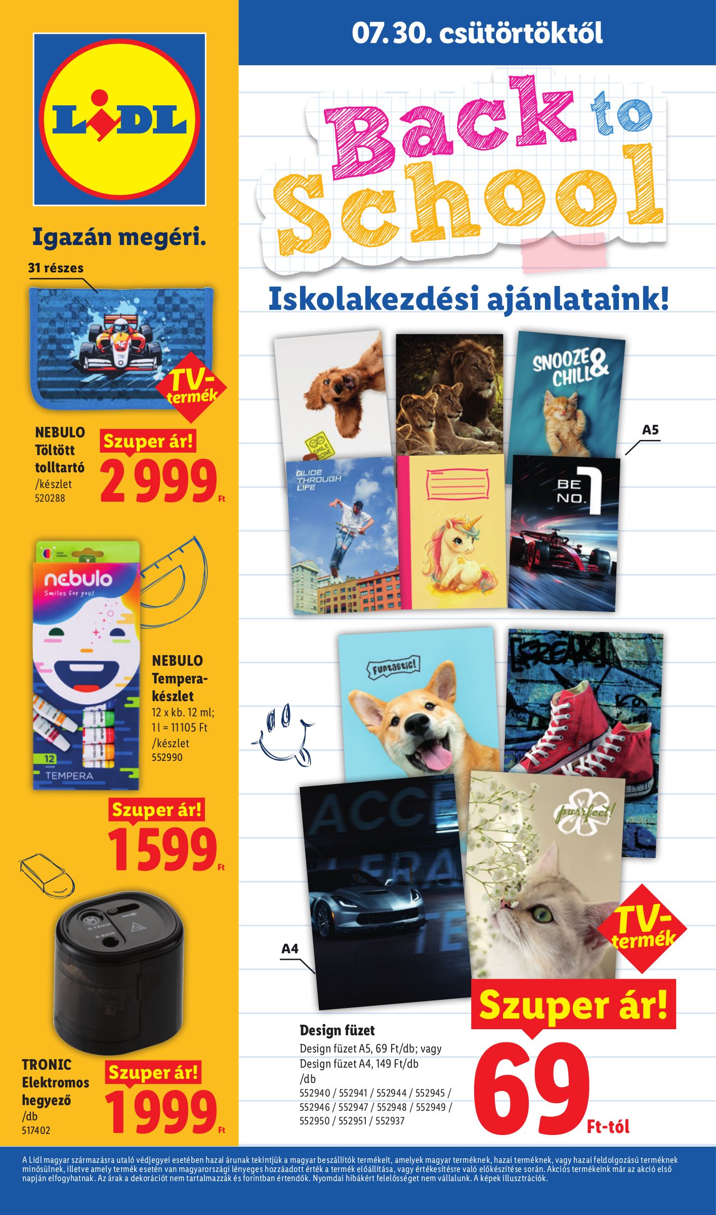 Lidl - Back to school hirdetmény a következő hétre csütörtöktől 2026.07.30.-tól hétfőtől 2026.08.31.-ig