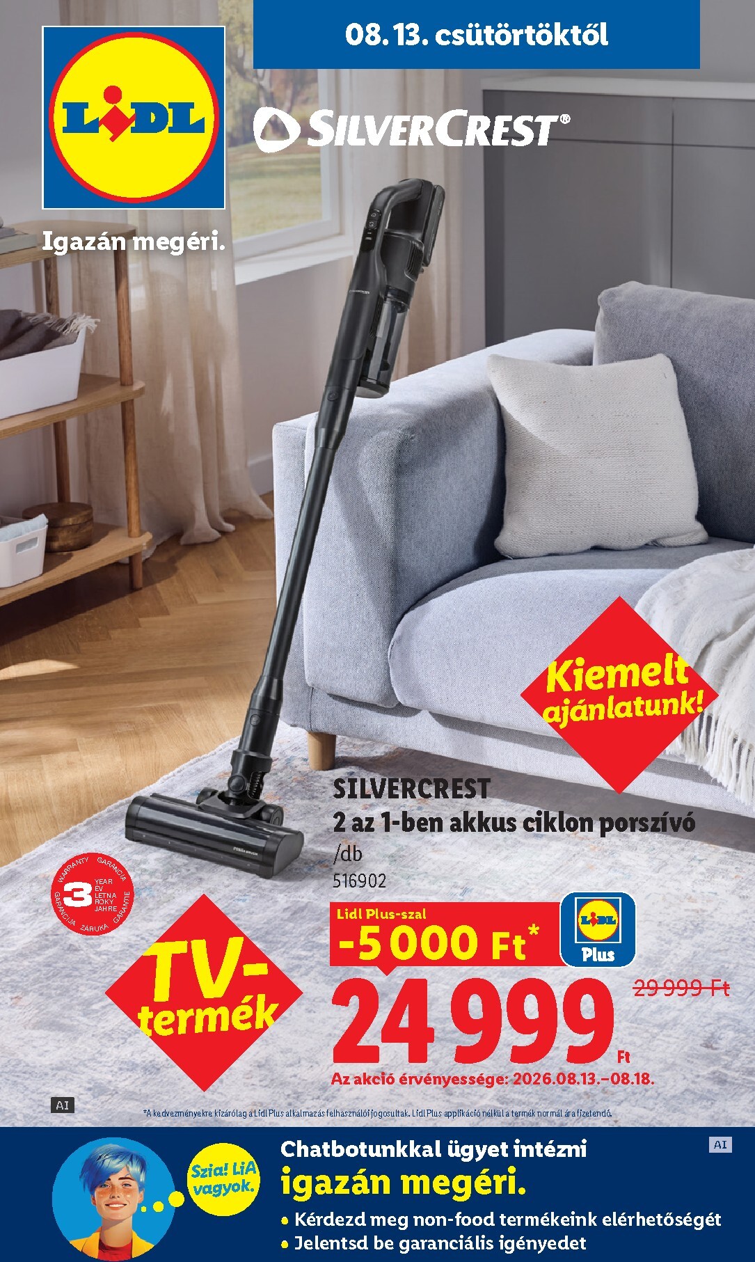 Lidl - Nonfood hirdetmény a következő hétre csütörtöktől 2026.08.13.-tól szerdától 2026.08.19.-ig
