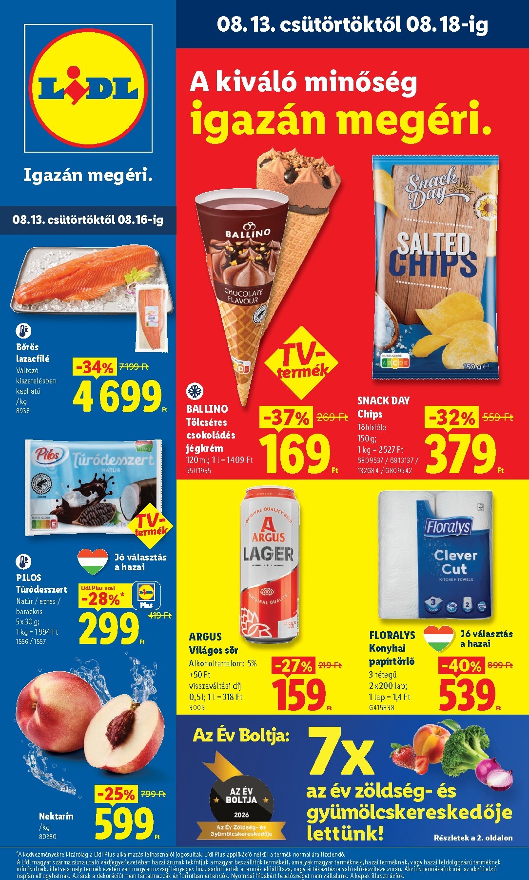 Lidl hirdetmény a következő hétre csütörtöktől 2026.08.13.-tól keddtől 2026.08.18.-ig