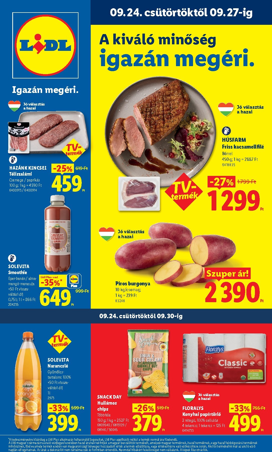 Aktuális Lidl szórólap érvényes csütörtöktől 2026.09.24.-től szerdától 2026.09.30.-ig