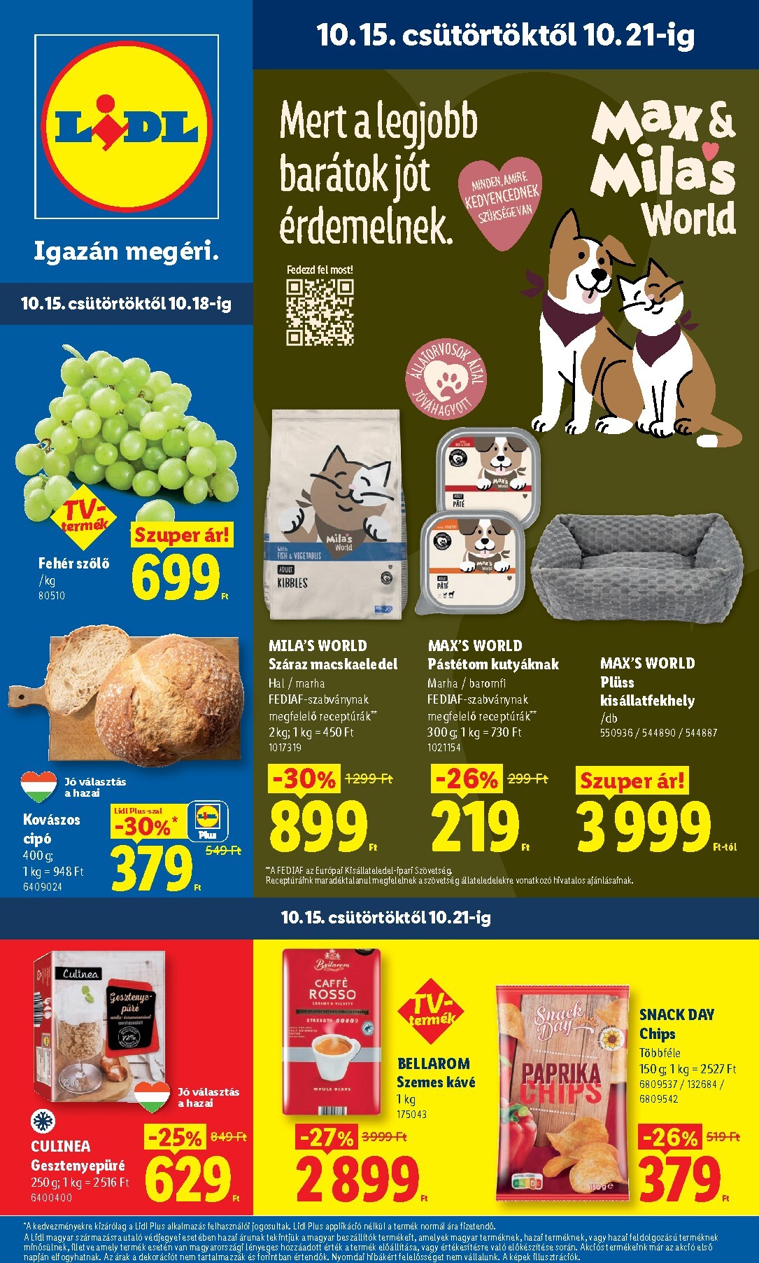 Lidl hirdetmény a következő hétre csütörtöktől 2026.10.15.-tól szerdától 2026.10.21.-ig