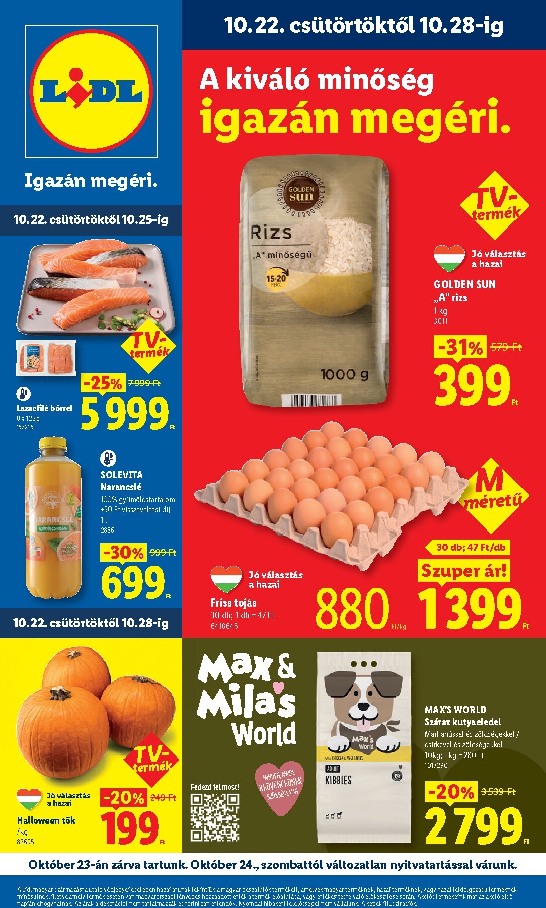 Lidl hirdetmény a következő hétre csütörtöktől 2026.10.22.-tól szerdától 2026.10.28.-ig
