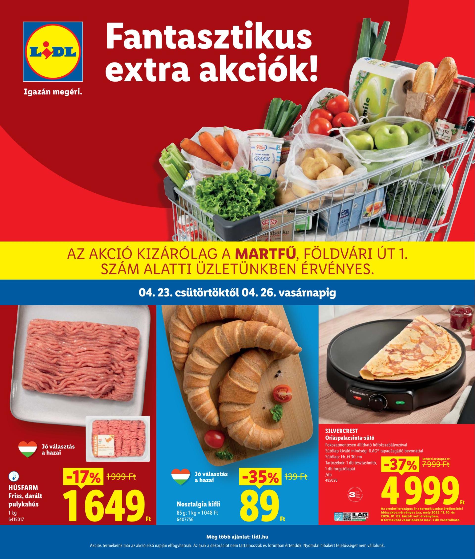 Lidl - Martfű hirdetmény a következő hétre csütörtöktől 2026.04.23.-tól vasárnaptól 2026.04.26.-ig