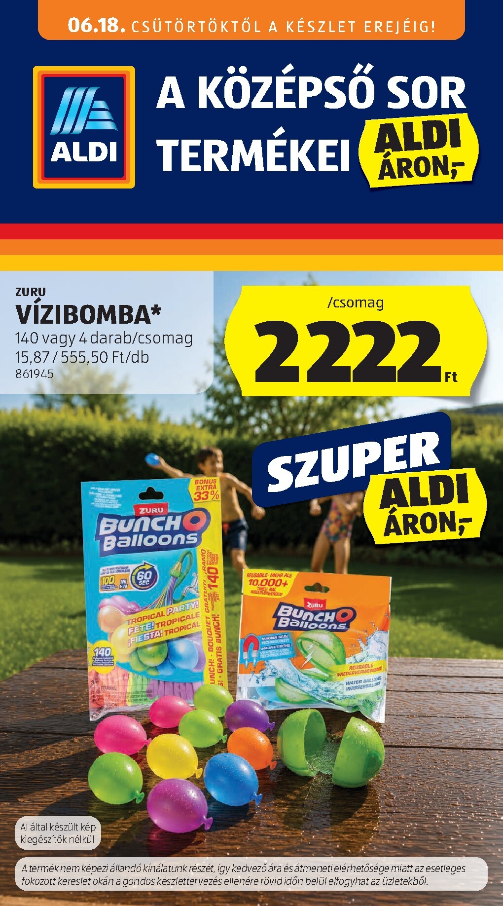 Aldi - Középső sor termékei hirdetmény a következő hétre csütörtöktől 2026.06.18.-tól keddtől 2026.06.30.-ig
