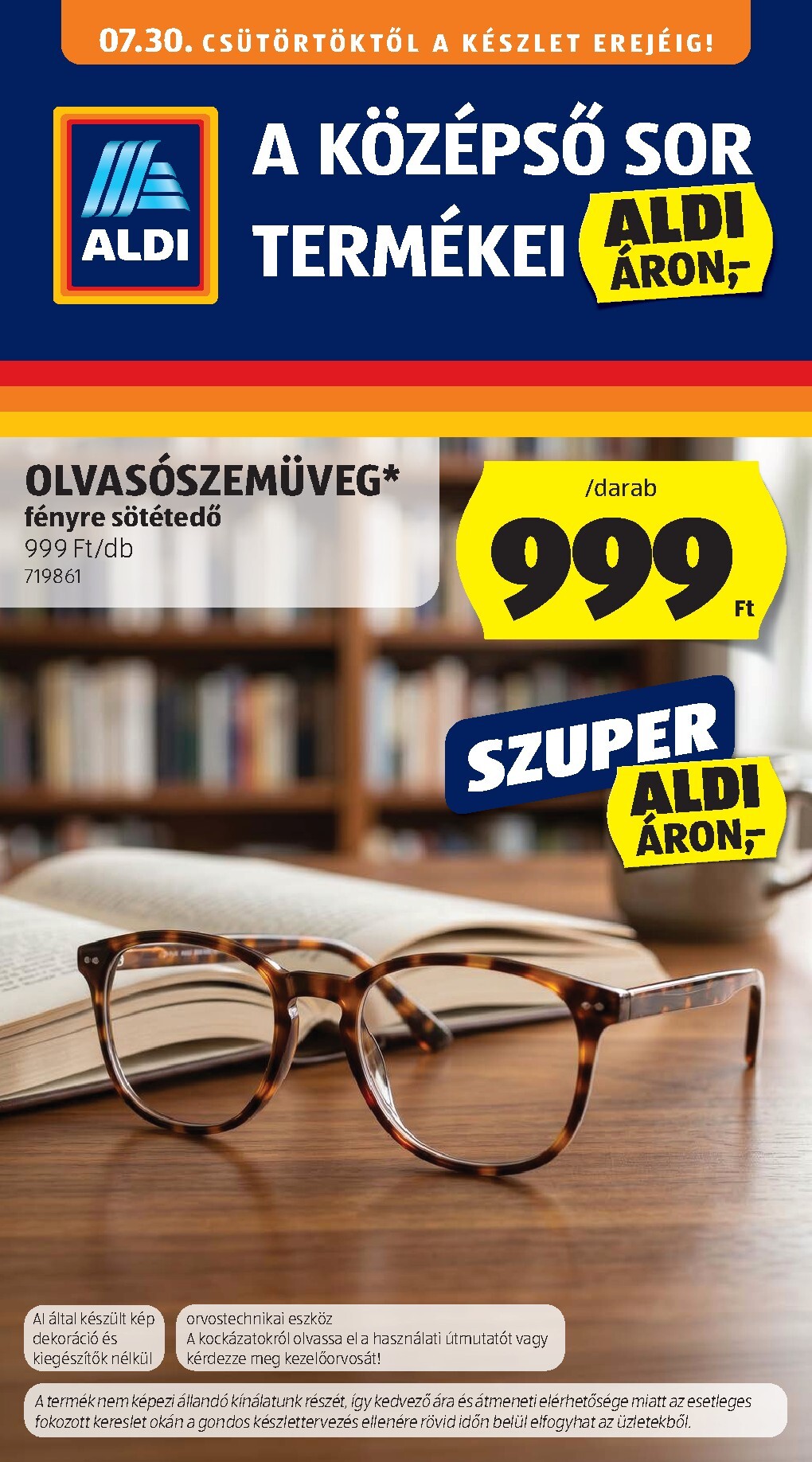 Aldi - Középső sor termékei hirdetmény a következő hétre csütörtöktől 2026.07.30.-tól szerdától 2026.08.05.-ig