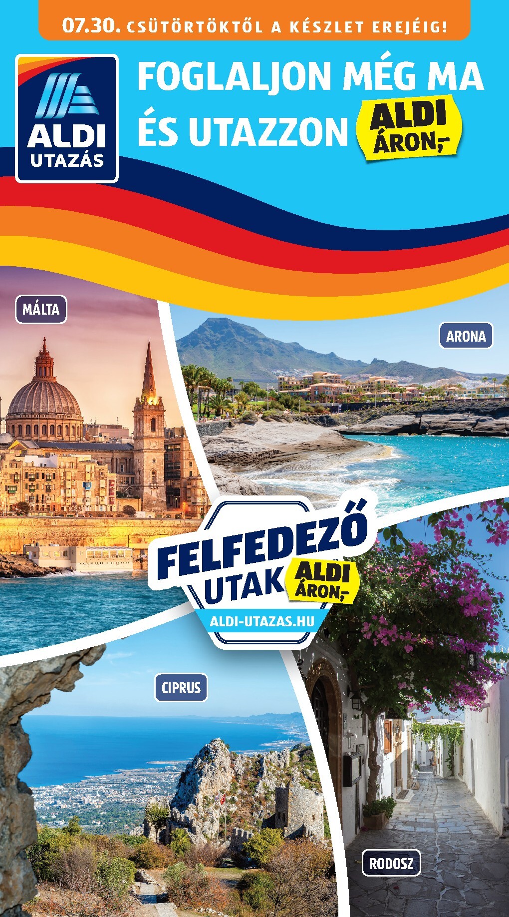 Aldi - Utazás katalógus hirdetmény a következő hétre csütörtöktől 2026.07.30.-tól szerdától 2026.08.05.-ig