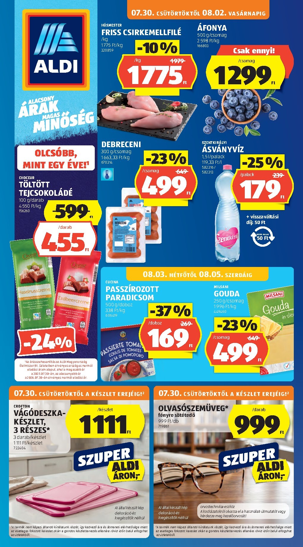 Aldi hirdetmény a következő hétre csütörtöktől 2026.07.30.-tól szerdától 2026.08.05.-ig