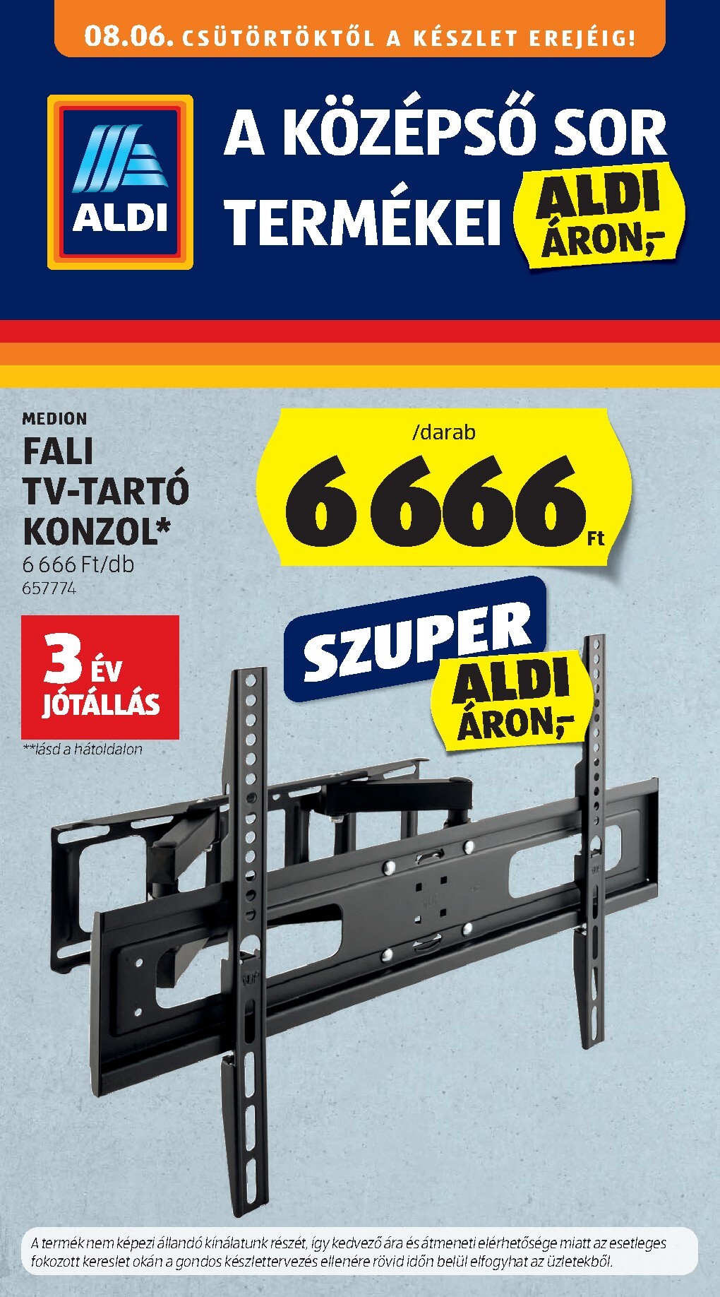 Aldi - Középső sor termékei hirdetmény a következő hétre csütörtöktől 2026.08.06.-tól szerdától 2026.08.12.-ig