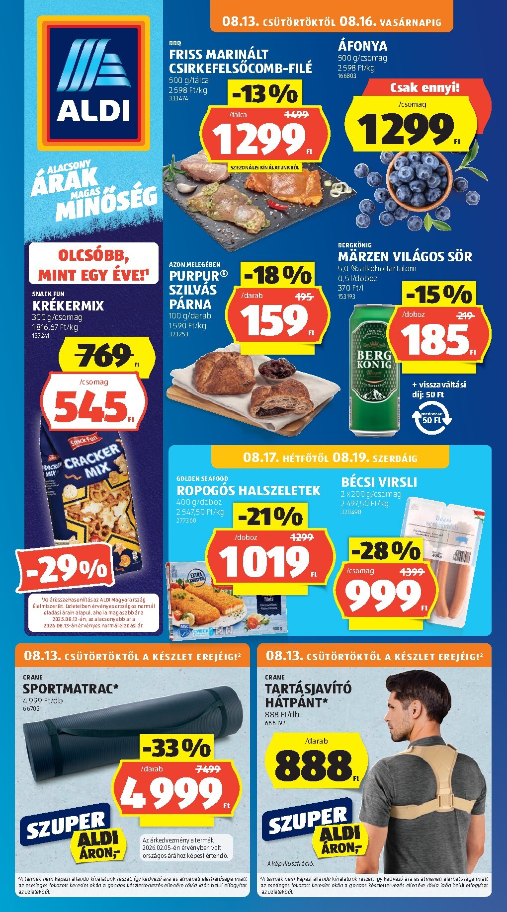 Aldi hirdetmény a következő hétre csütörtöktől 2026.08.13.-tól szerdától 2026.08.19.-ig