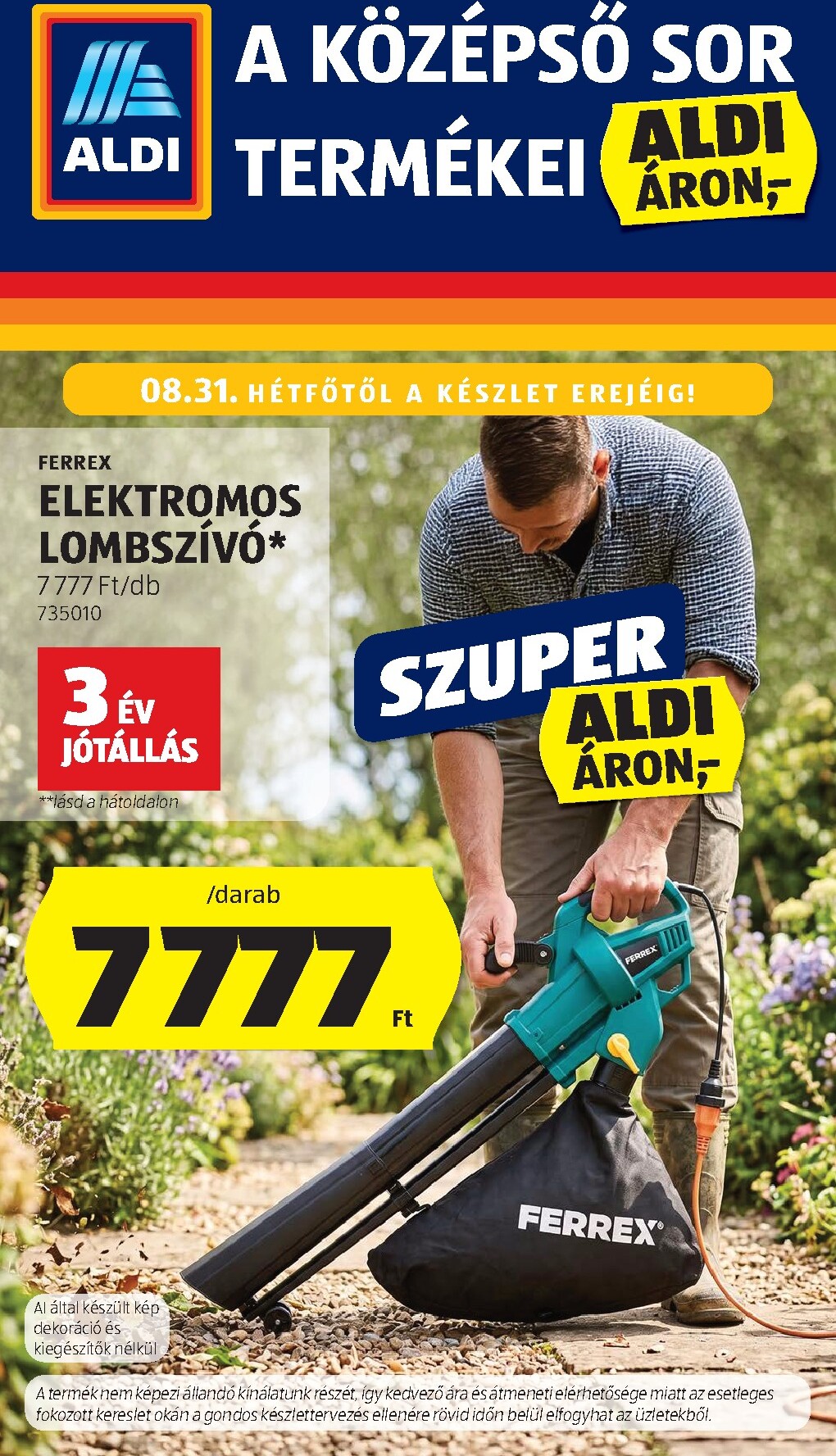 Aldi - Középső sor termékei hirdetmény a következő hétre csütörtöktől 2026.08.27.-tól szerdától 2026.09.02.-ig