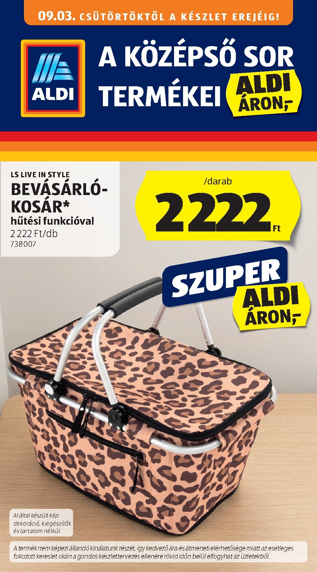 Aldi - Középső sor termékei hirdetmény a következő hétre csütörtöktől 2026.09.03.-tól szerdától 2026.09.09.-ig