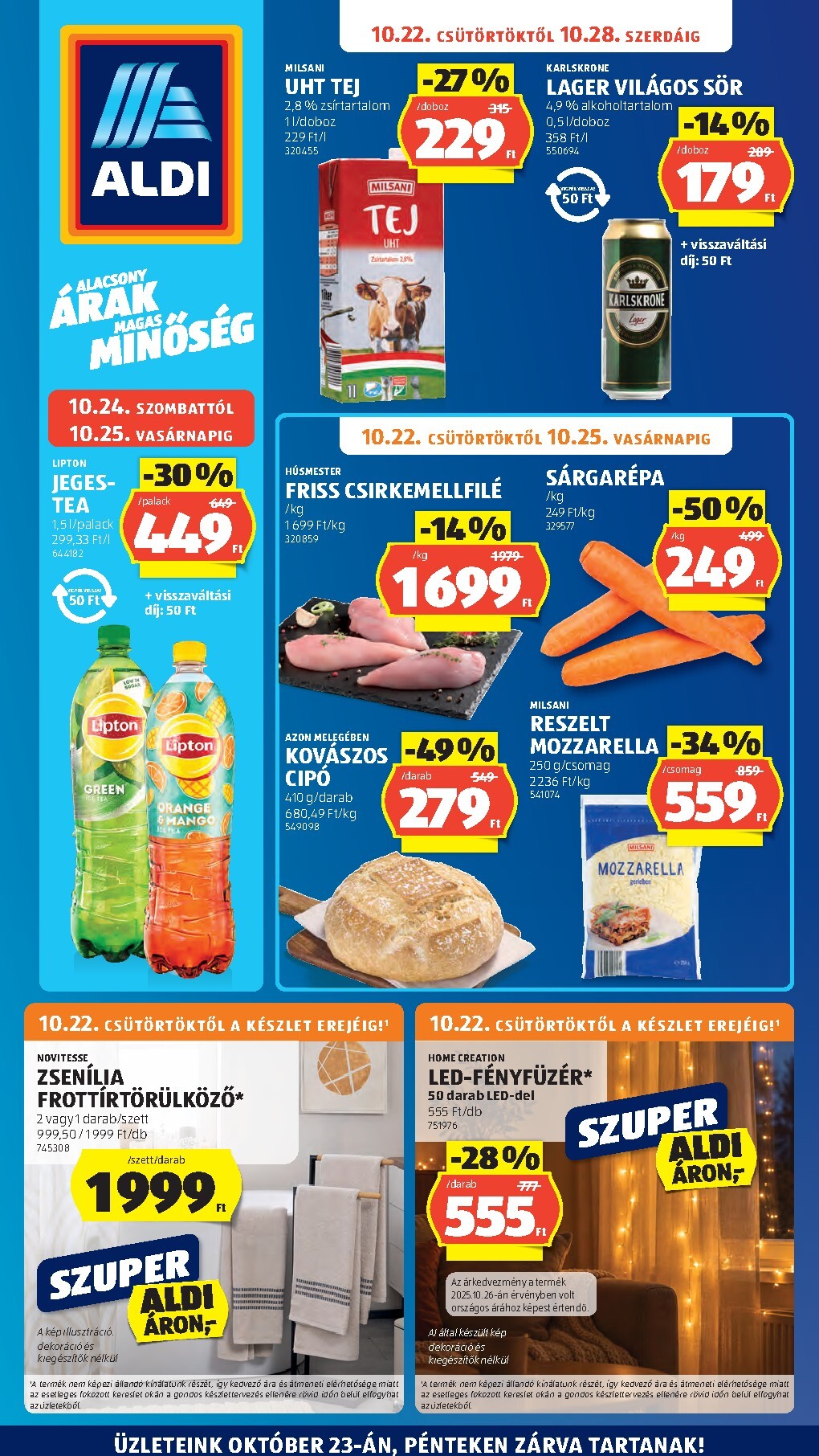 Aldi hirdetmény a következő hétre csütörtöktől 2026.10.22.-tól szerdától 2026.10.28.-ig