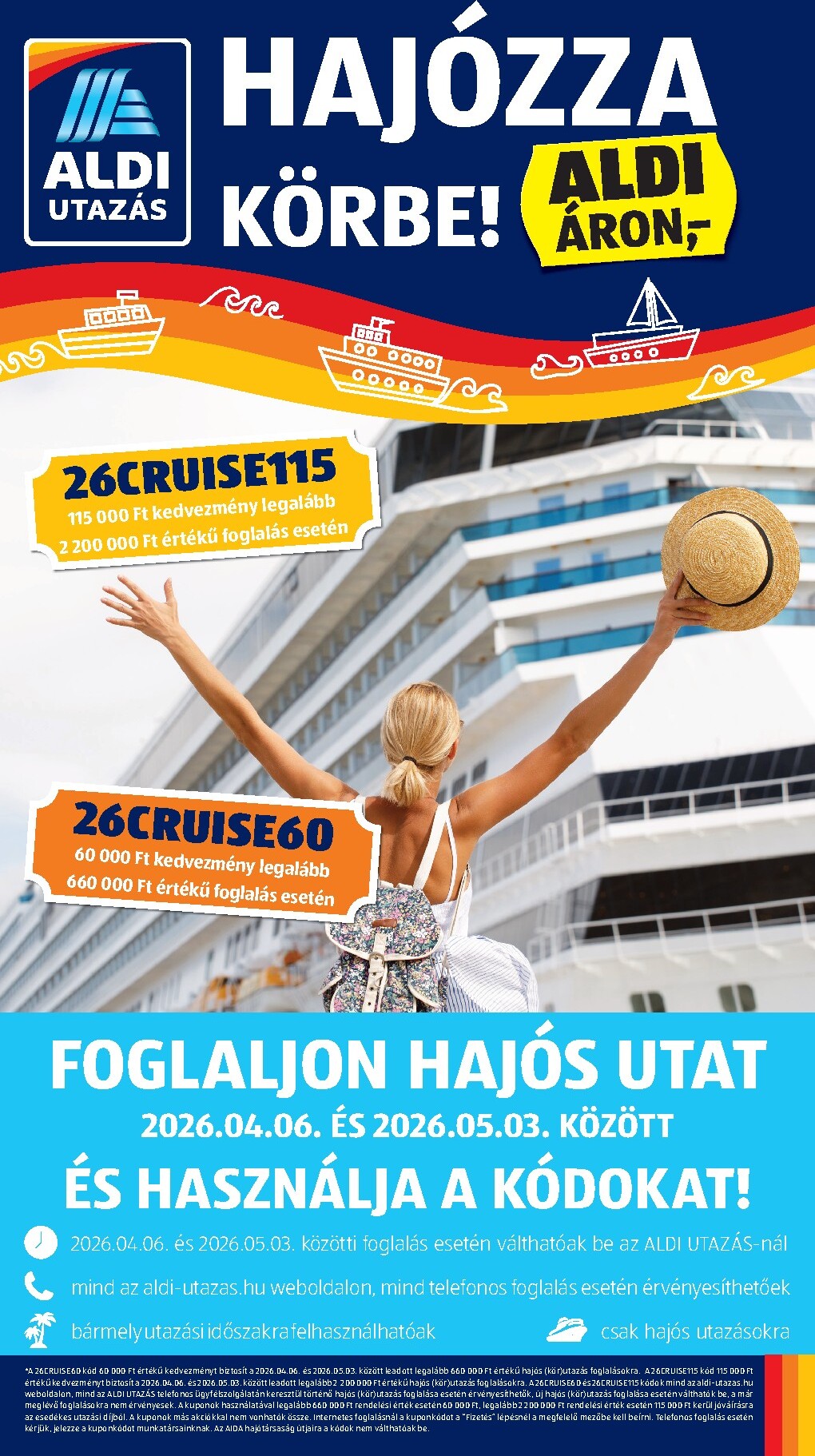 Aldi - Utazás katalógus hirdetmény a következő hétre csütörtöktől 2026.04.16.-tól szerdától 2026.04.22.-ig