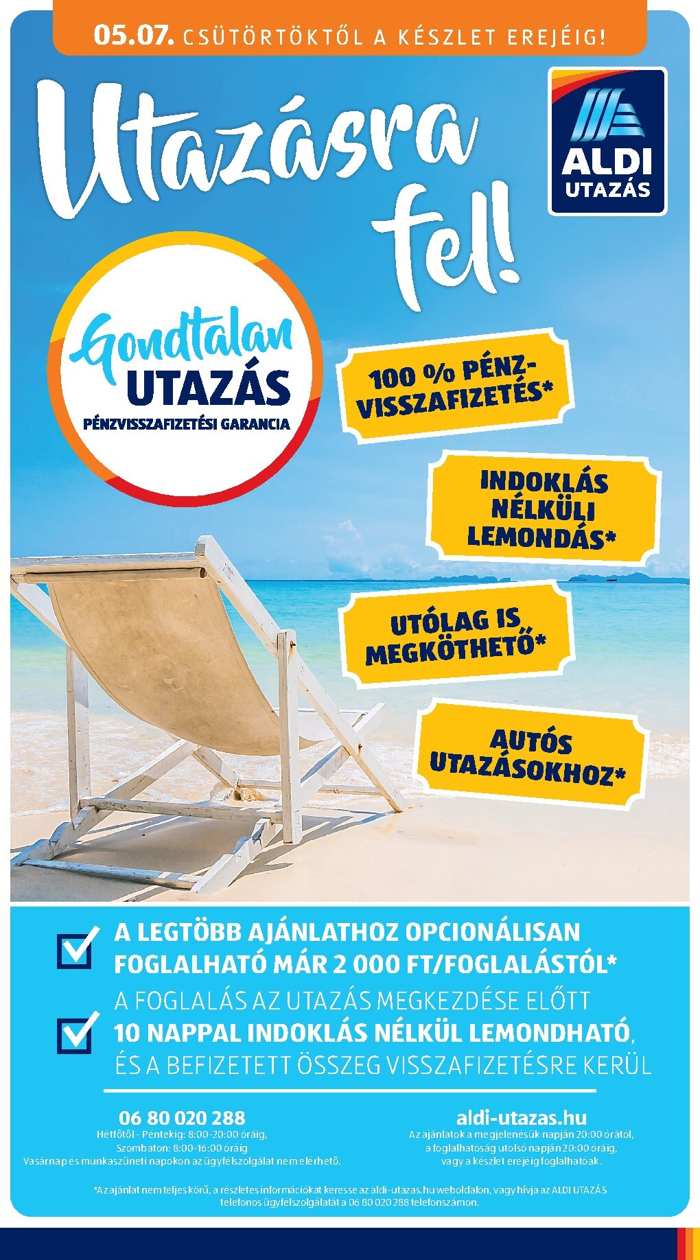 Aldi - Utazás katalógus hirdetmény a következő hétre csütörtöktől 2026.05.07.-tól szerdától 2026.06.03.-ig