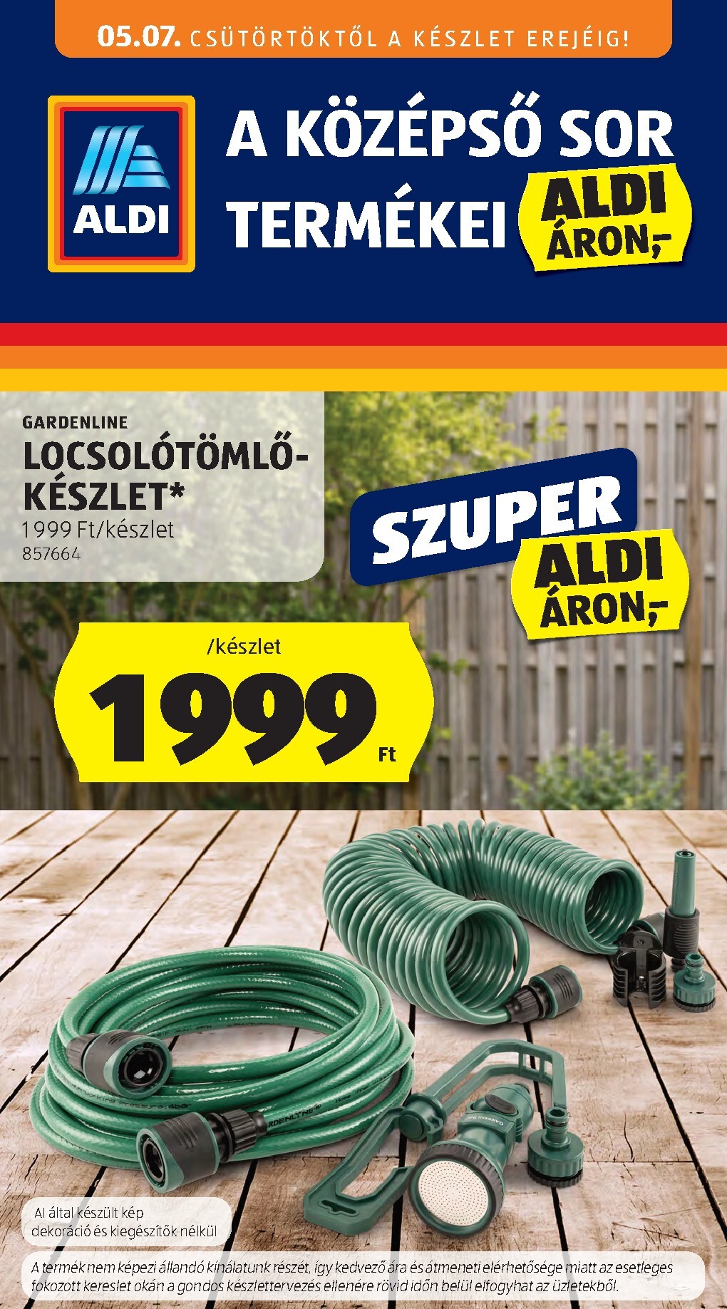 Aldi - Középső sor termékei hirdetmény a következő hétre csütörtöktől 2026.05.07.-tól szerdától 2026.05.13.-ig