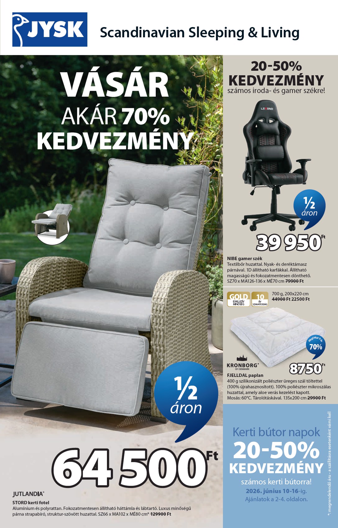 Aktuális JYSK szórólap érvényes szerdától 2026.06.10.-től keddtől 2026.06.16.-ig
