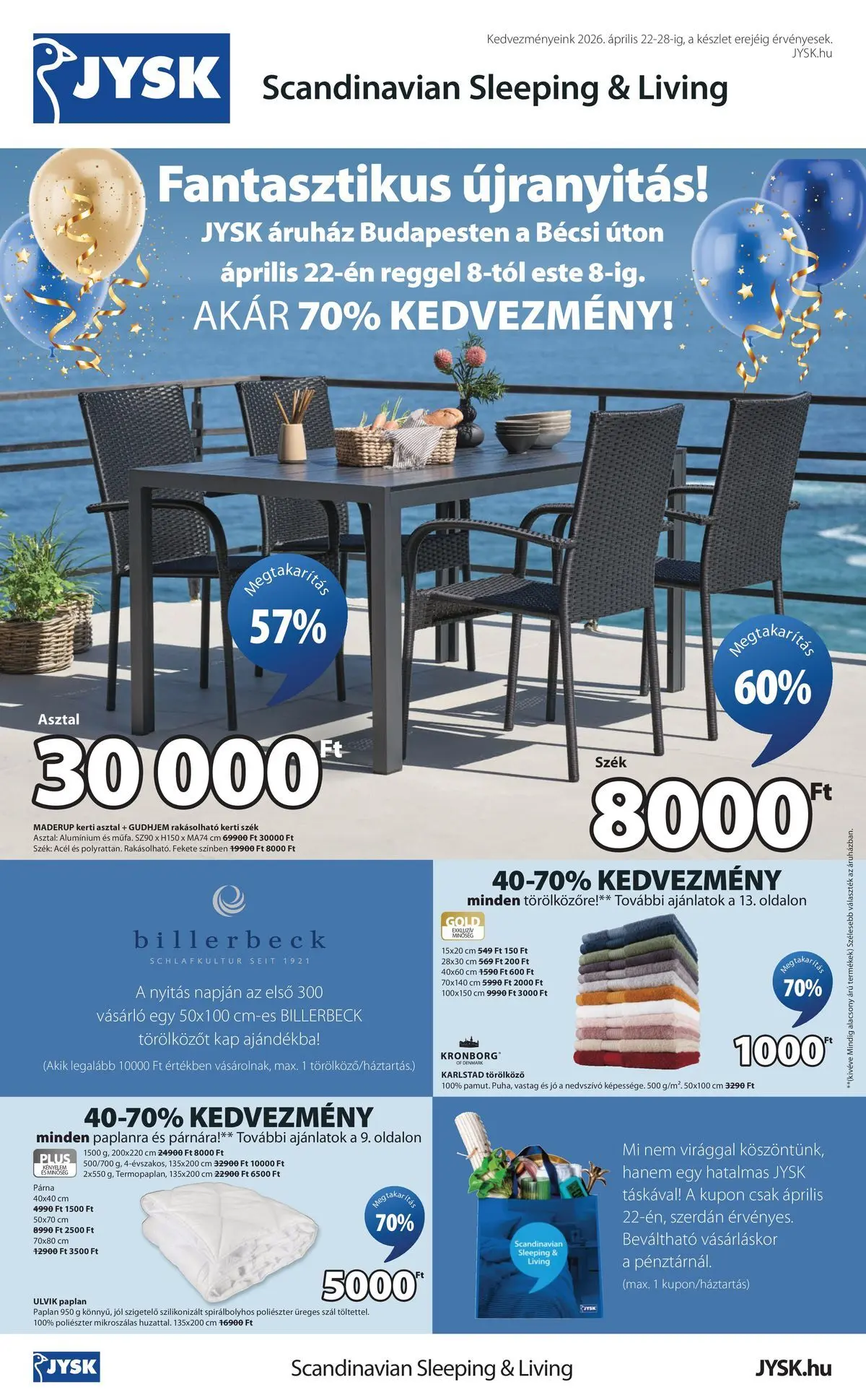 Aktuális JYSK szórólap érvényes szerdától 2026.04.22.-től keddtől 2026.04.28.-ig