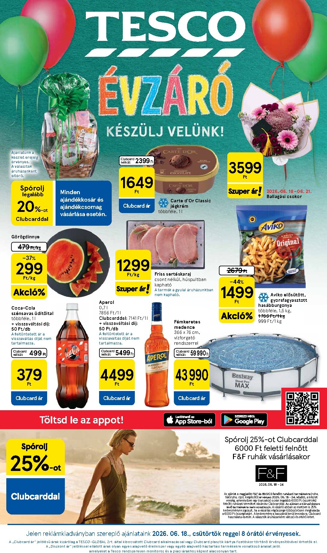 Tesco hirdetmény a következő hétre csütörtöktől 2026.06.18.-tól szerdától 2026.06.24.-ig