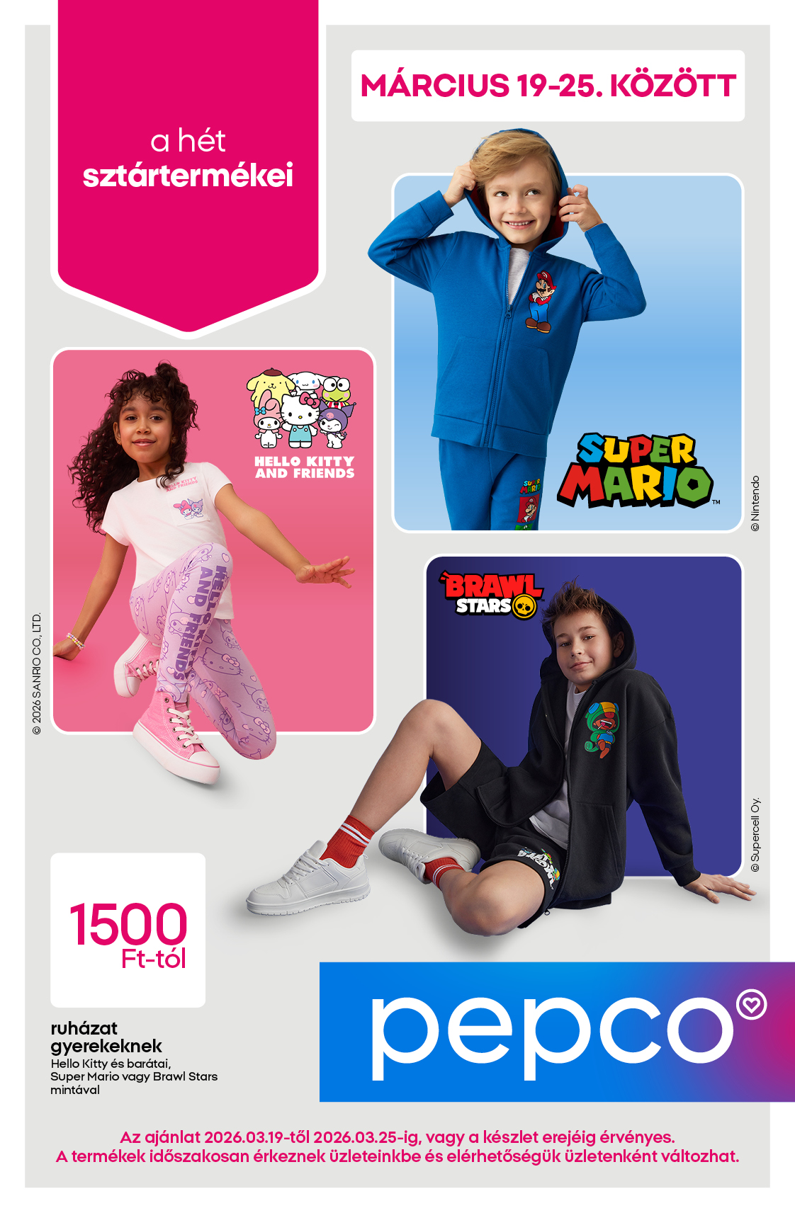 Pepco - Ruházat népszerű karakterekkel akciós újság, érvényes 2026.03.19. - 2026.03.25.