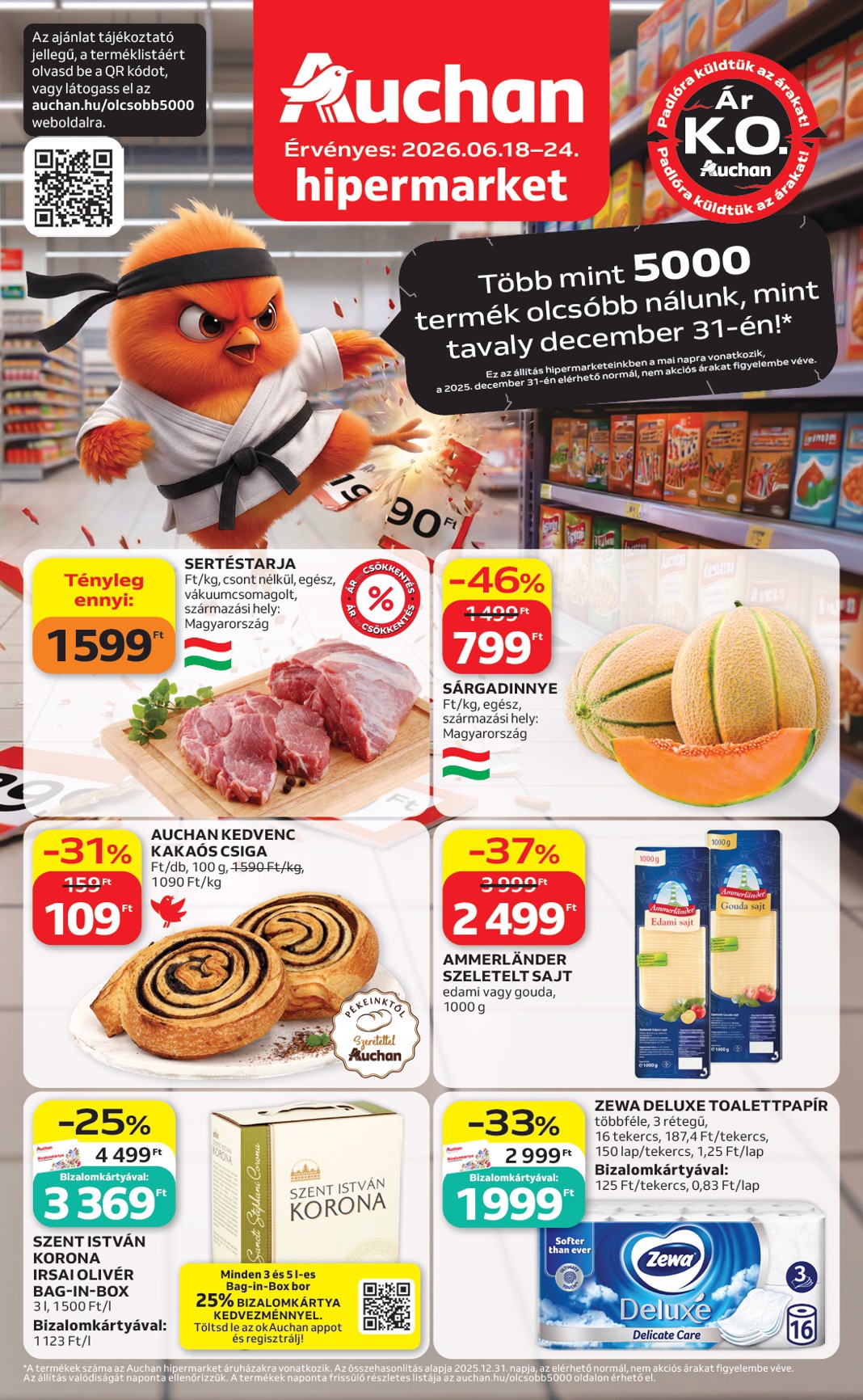 Aktuális Auchan Hipermarket szórólap érvényes csütörtöktől 2026.06.18.-től szerdától 2026.06.24.-ig