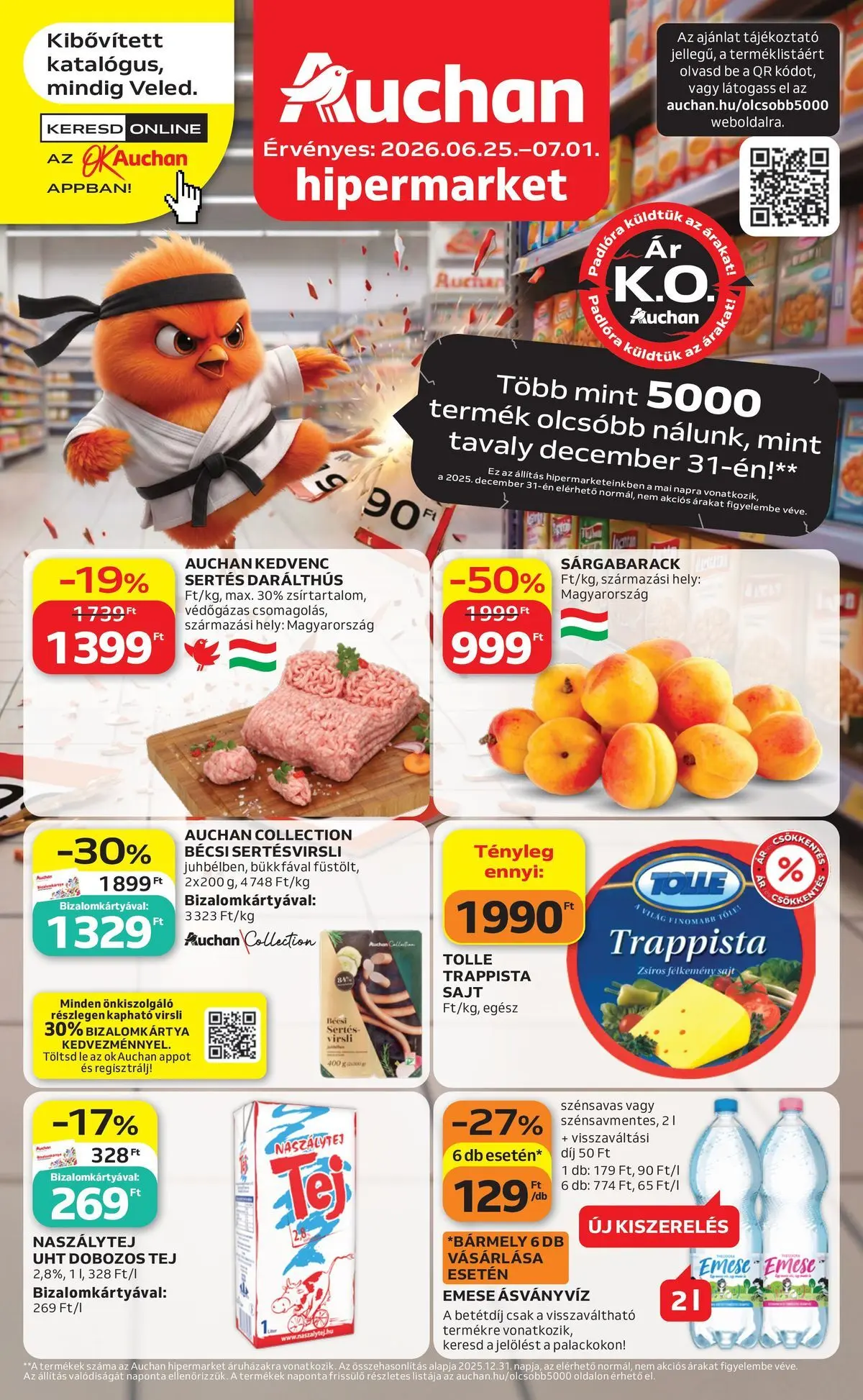 Aktuális Auchan Hipermarket szórólap érvényes csütörtöktől 2026.06.25.-től szerdától 2026.07.01.-ig