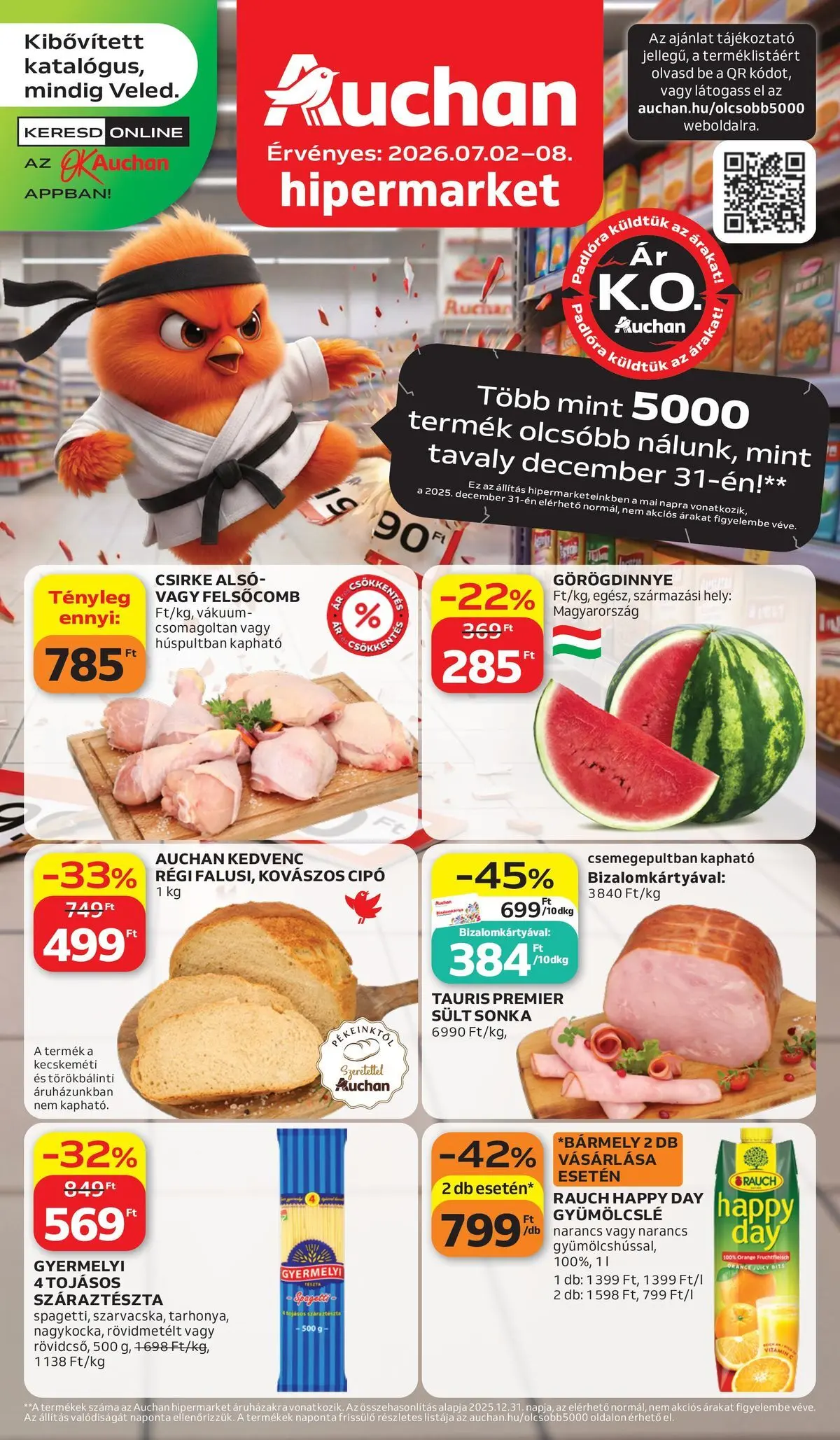 Aktuális Auchan Hipermarket szórólap érvényes csütörtöktől 2026.07.02.-től szerdától 2026.07.08.-ig